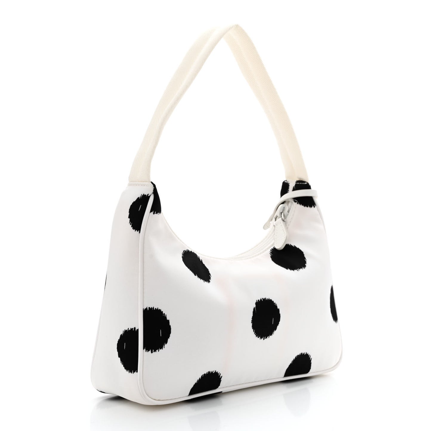 Tessuto Nylon Polka-Dot Mini Re-Edition 2000 Bag White Black