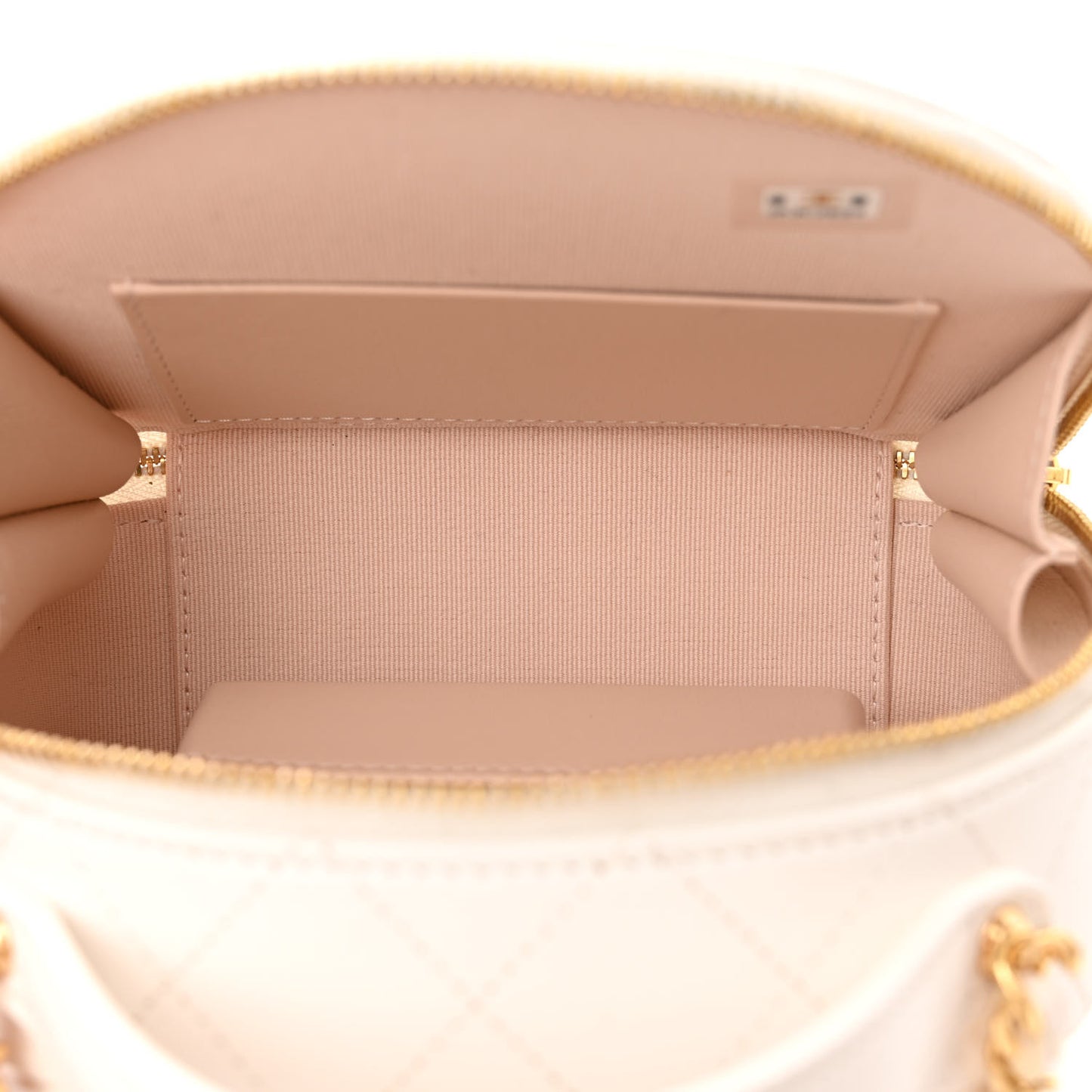 Lambskin Quilted Small Chic Riviera Top Handle Vanity Case White