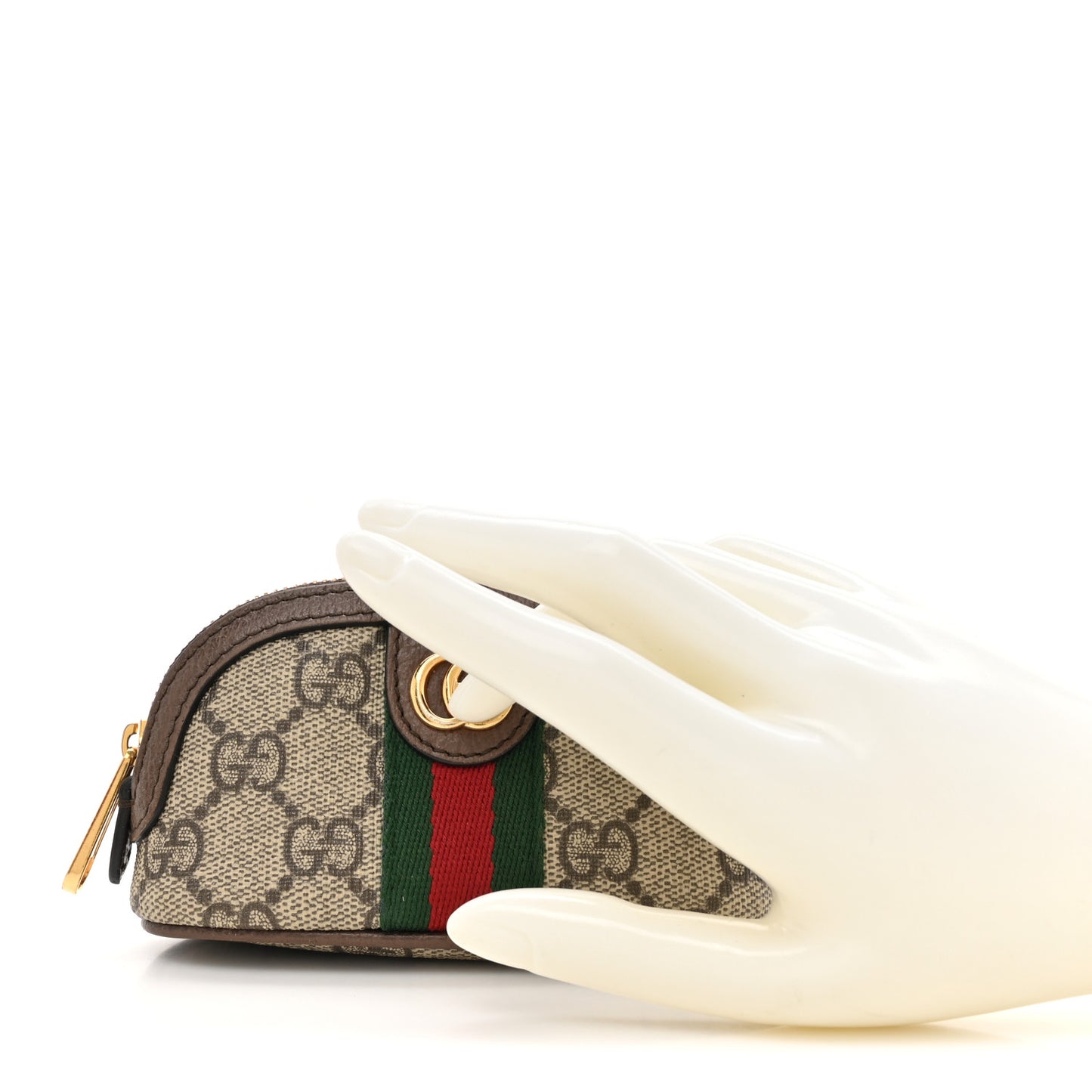 GG Supreme Monogram Web Ophidia Dome Key Pouch Beige New Acero
