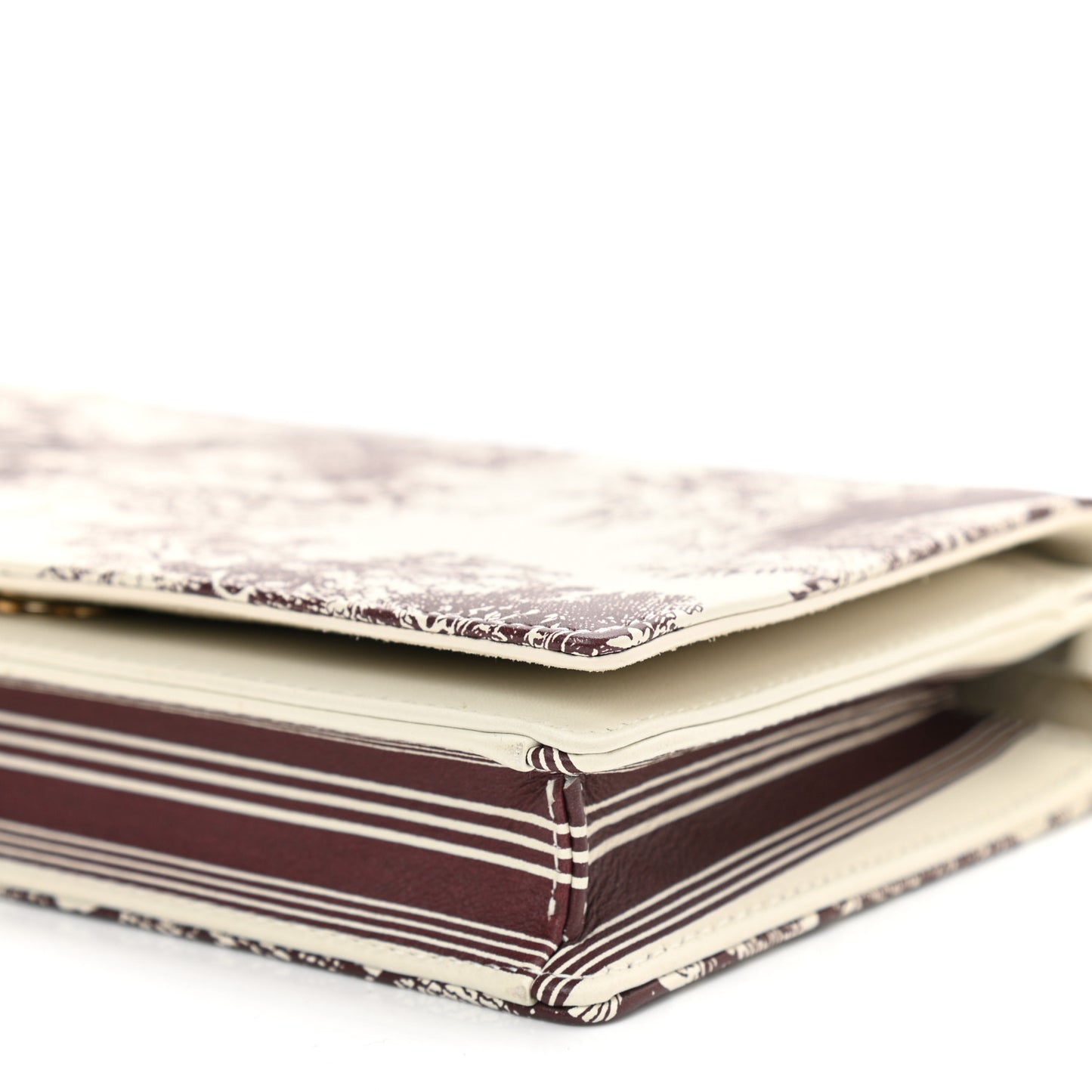 Calfskin Toile de Jouy Carnivora Wallet On Chain Pouch White