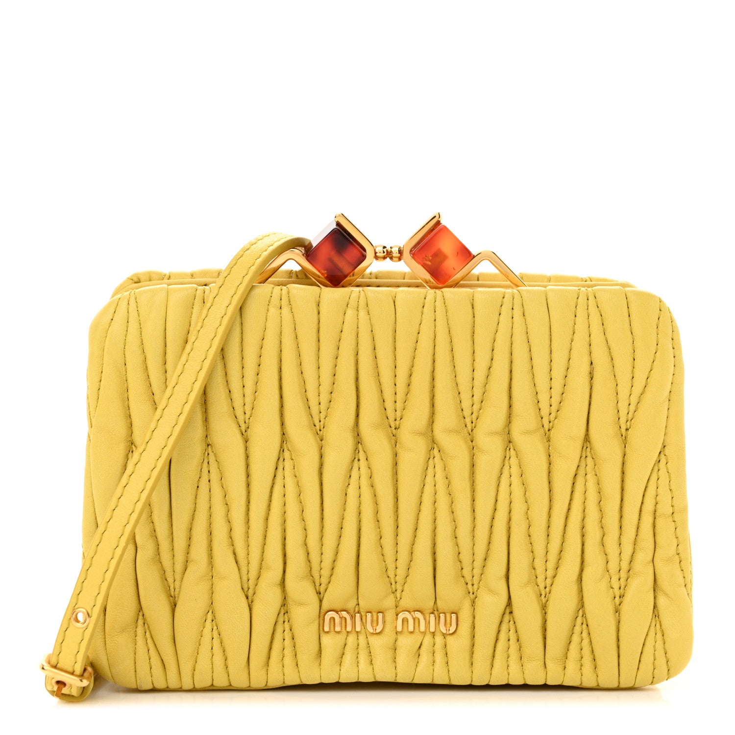 Miu Miu Nappa Matelasse Kisslock Frame Crossbody Bag Sole 1504631