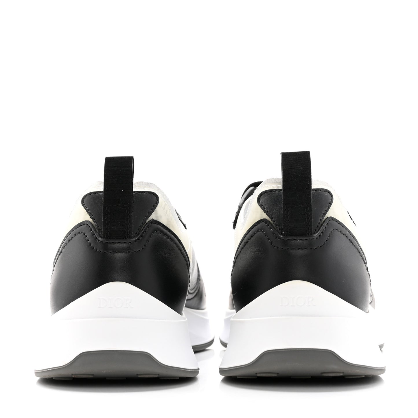 Smooth Calfskin Technical Mesh Oblique Womens B25 Runner Sneakers 39 Black Grey