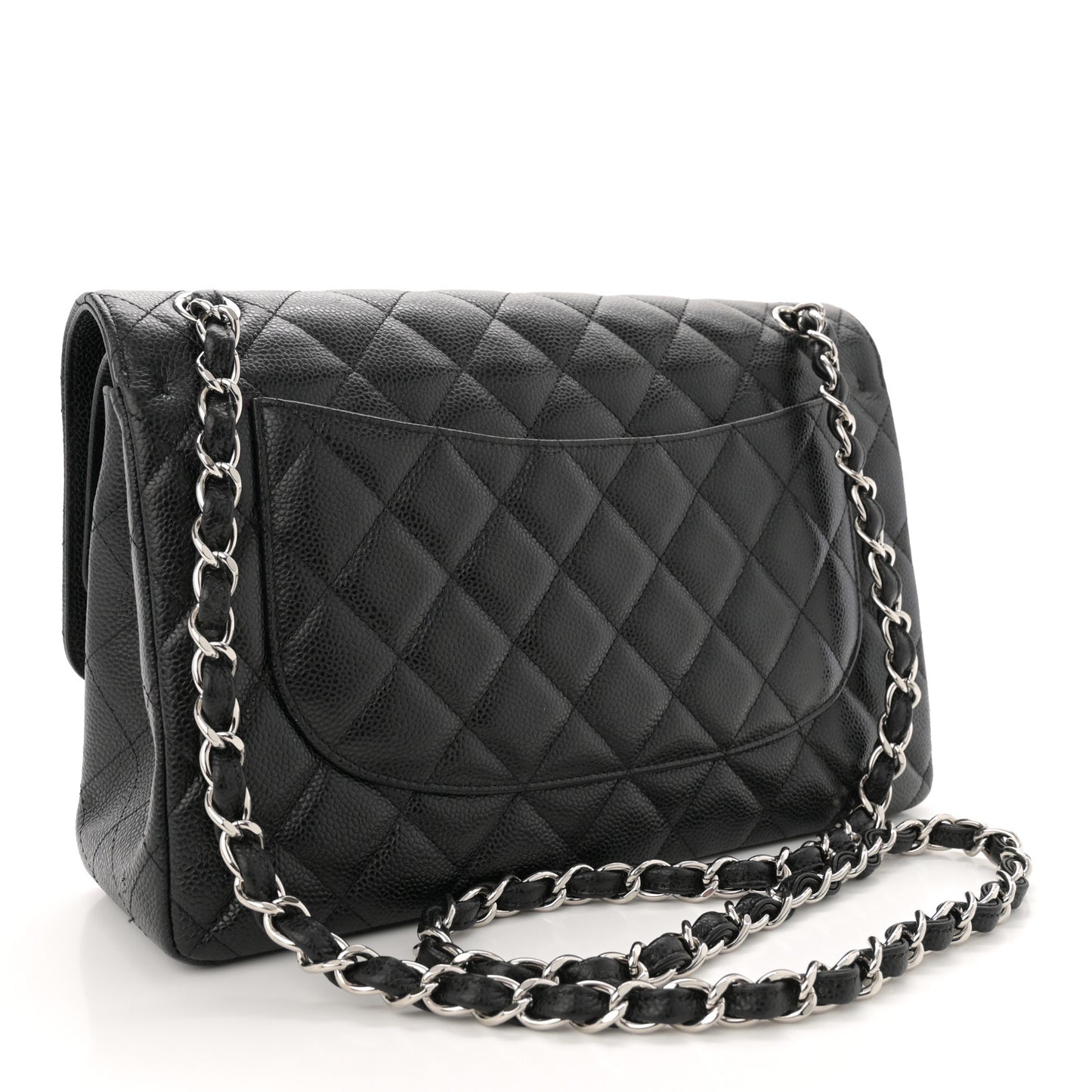 Caviar Quilted Jumbo Double Flap Black