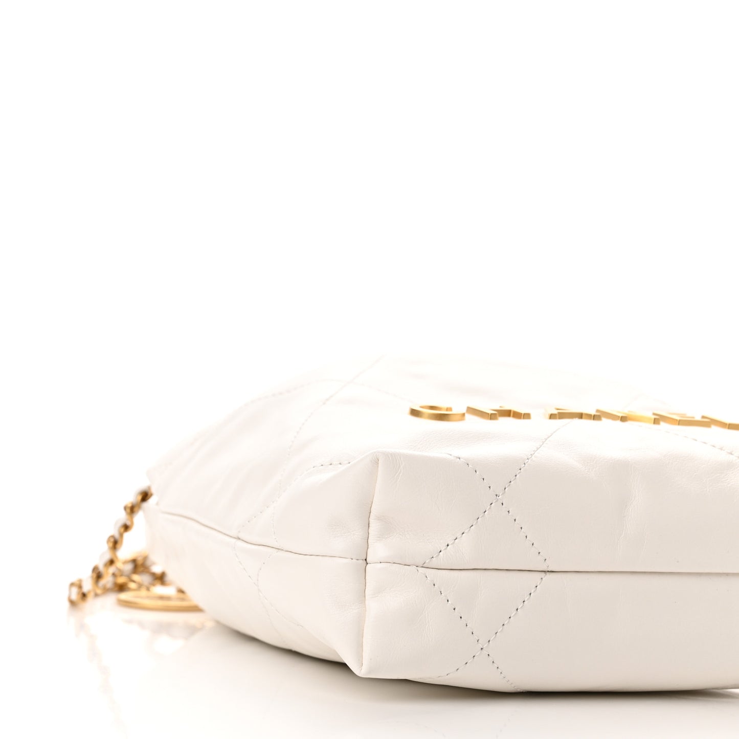 Shiny Calfskin Quilted Mini Chanel 22 White