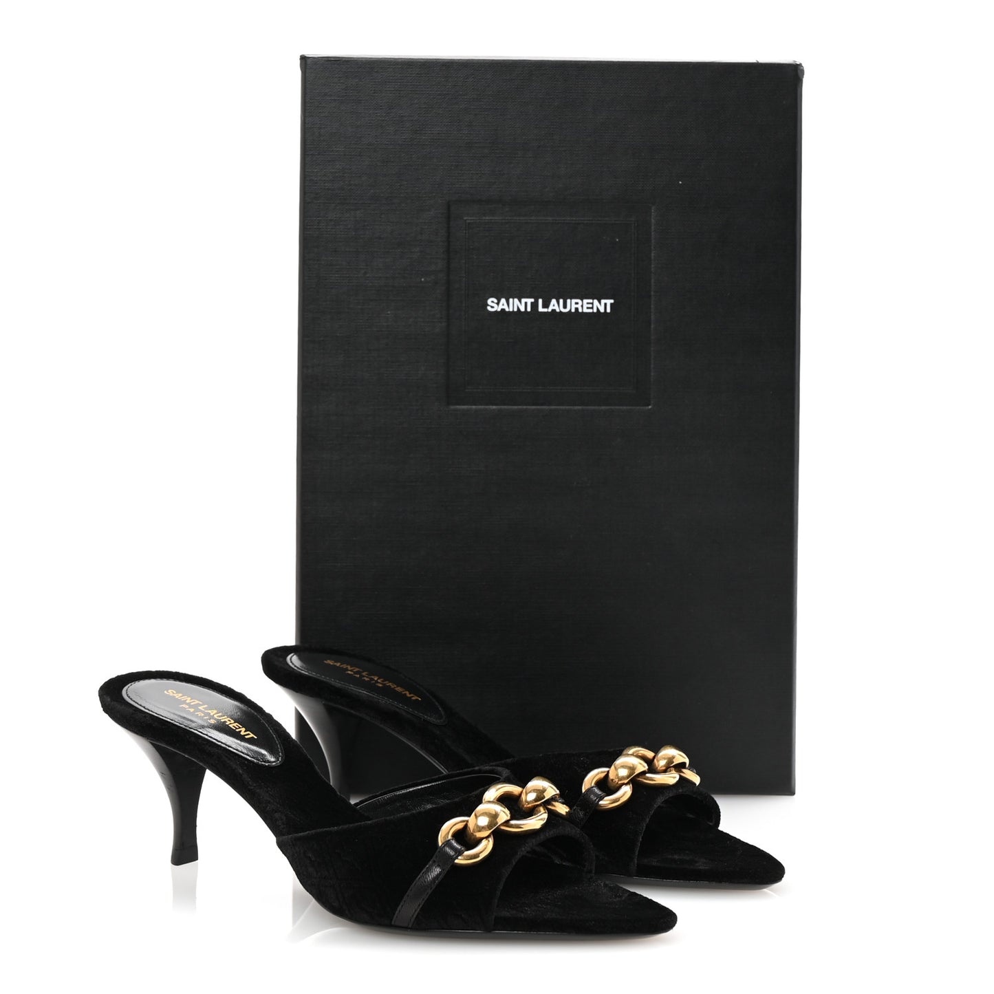 Velour All-Over Monogram Le Maillon 60 Mules 35 Black