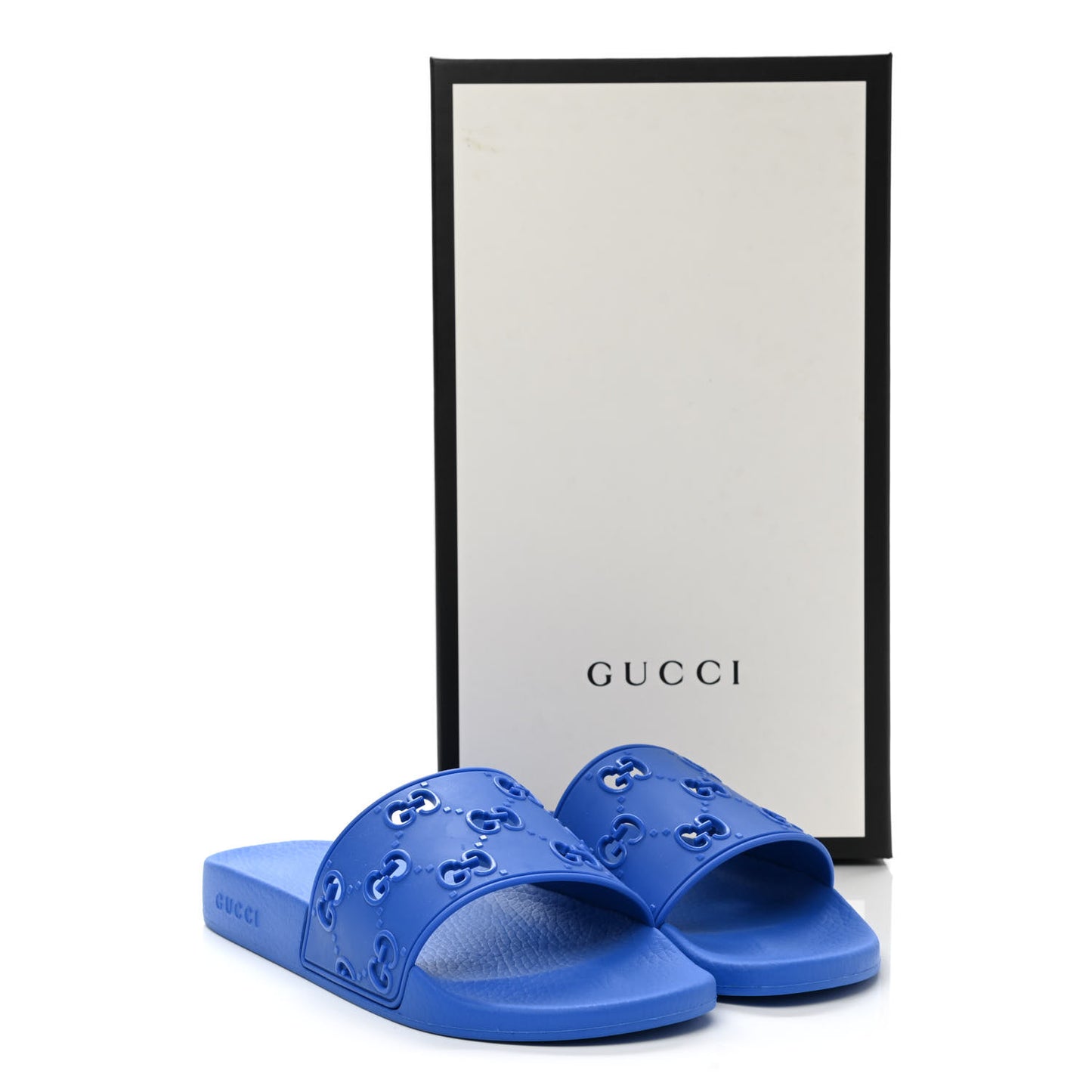 Rubber GG Monogram Mens Slide Sandals 8 Bright Splash