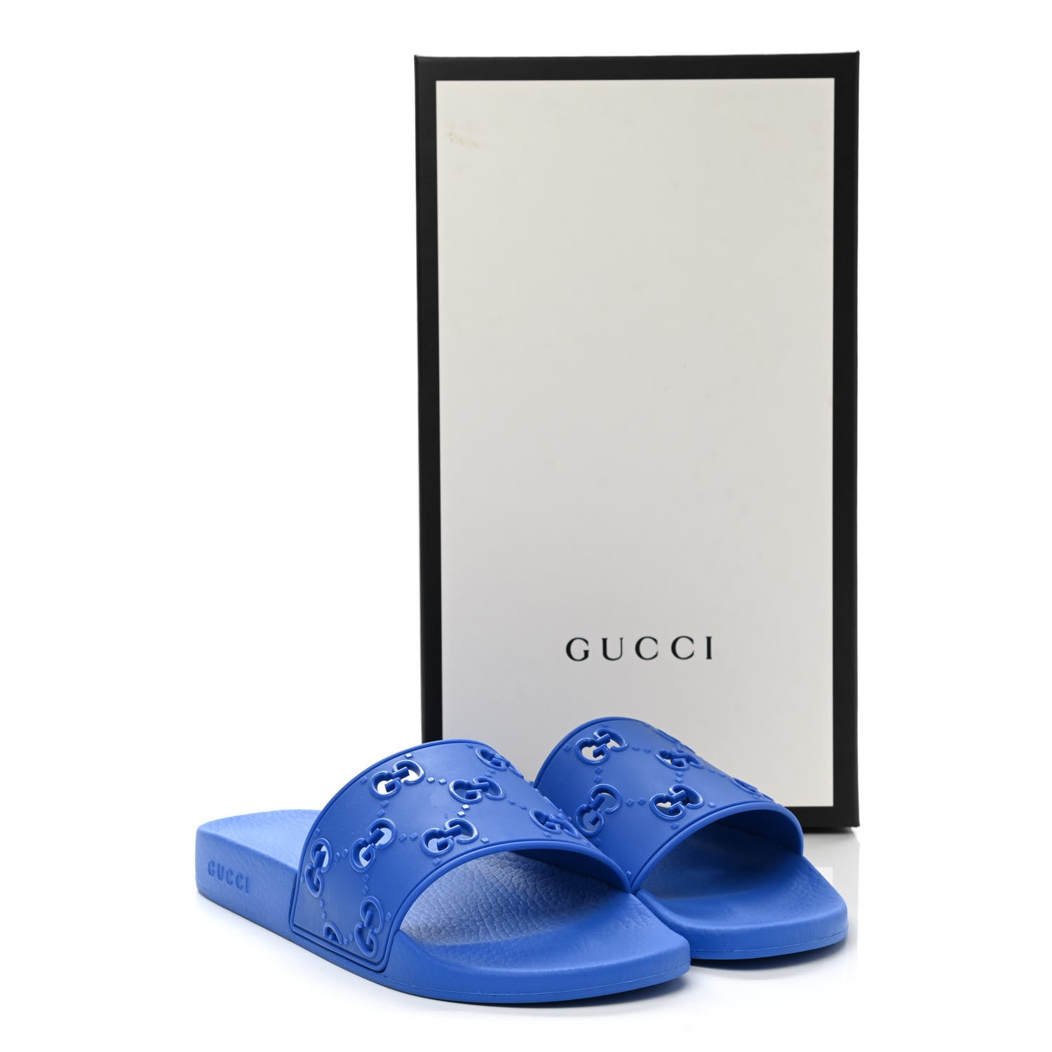 Gucci Rubber GG Monogram Mens Slide Sandals 8 Bright Splash 9 of 9
