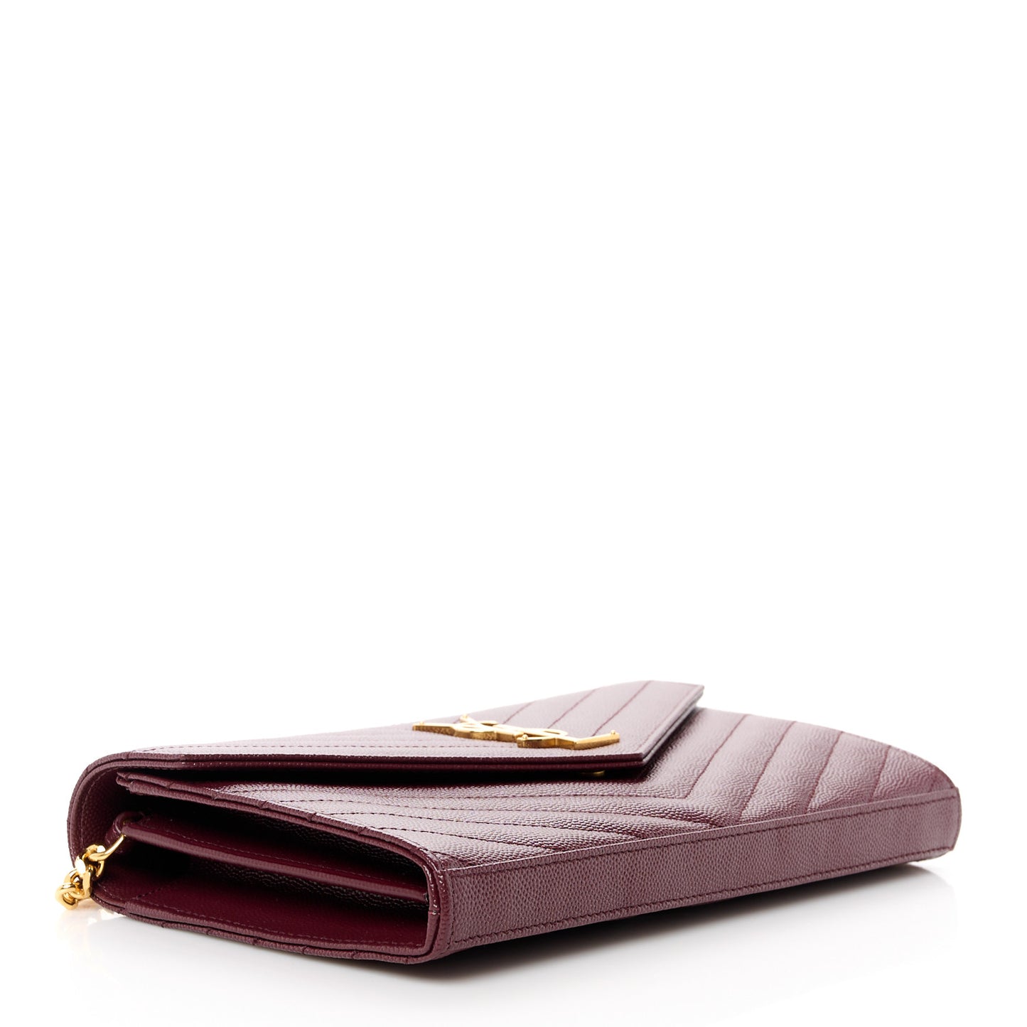 Grain De Poudre Matelasse Chevron Monogram Chain Wallet Rouge Legion