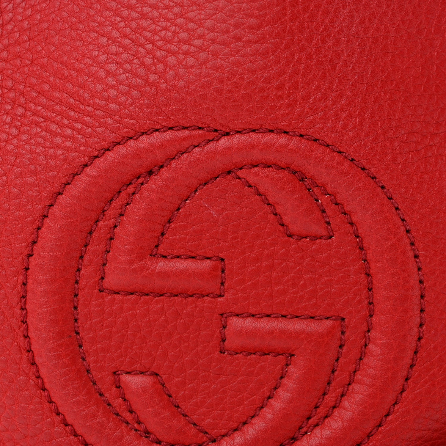 Gucci Pebbled Calfskin Small Soho Chain Shoulder Bag Tabasco Red 13 of 15