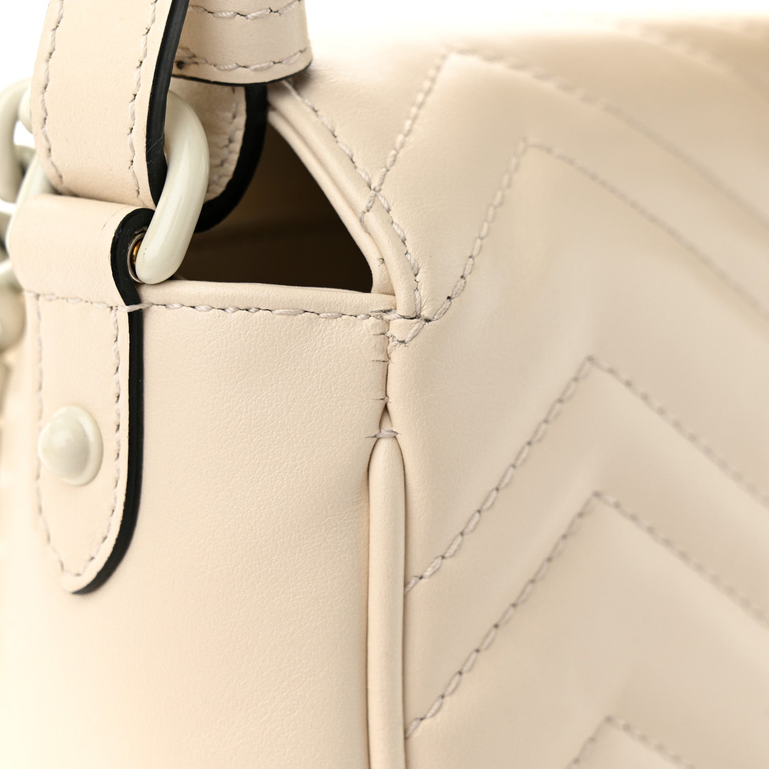 Gucci Calfskin Matelasse Monochrome Mini GG Marmont Crossbody Shoulder Bag White 13 of 14