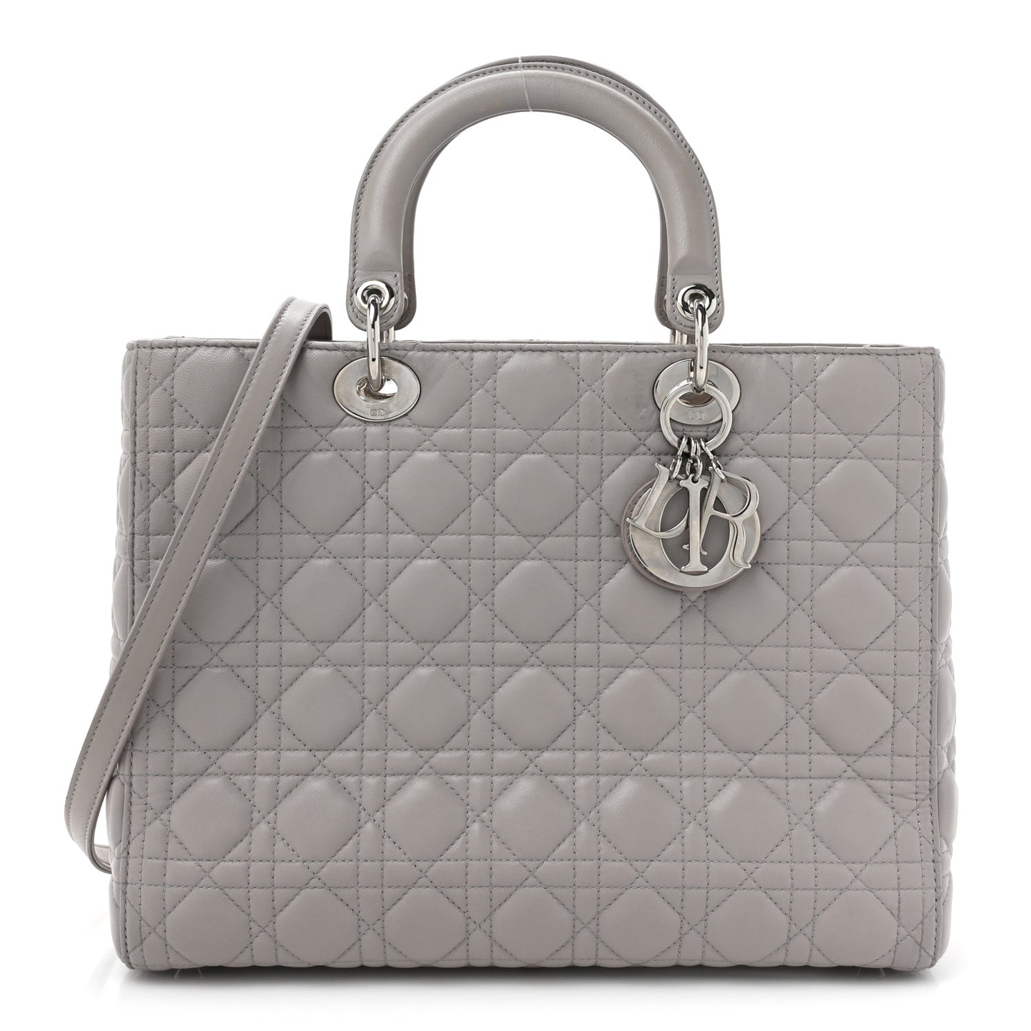 Lambskin Cannage Large Lady Dior Light Grey