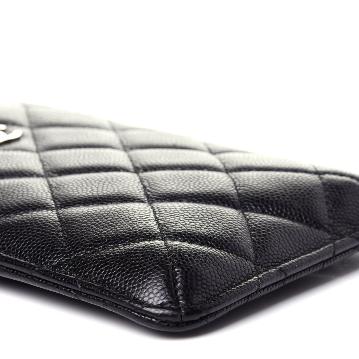Caviar Quilted Classic Flat Wallet Pouch Black
