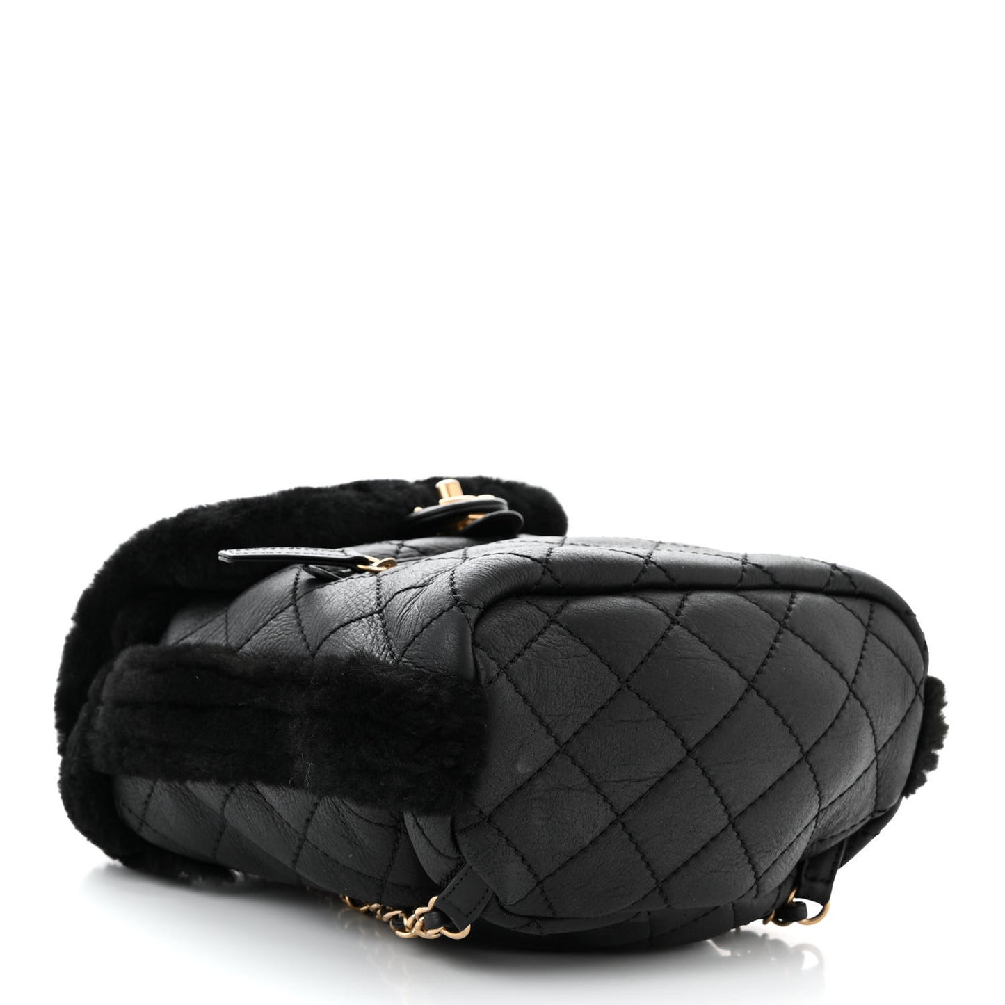 Lambskin Shearling Quilted CC Backpack Black