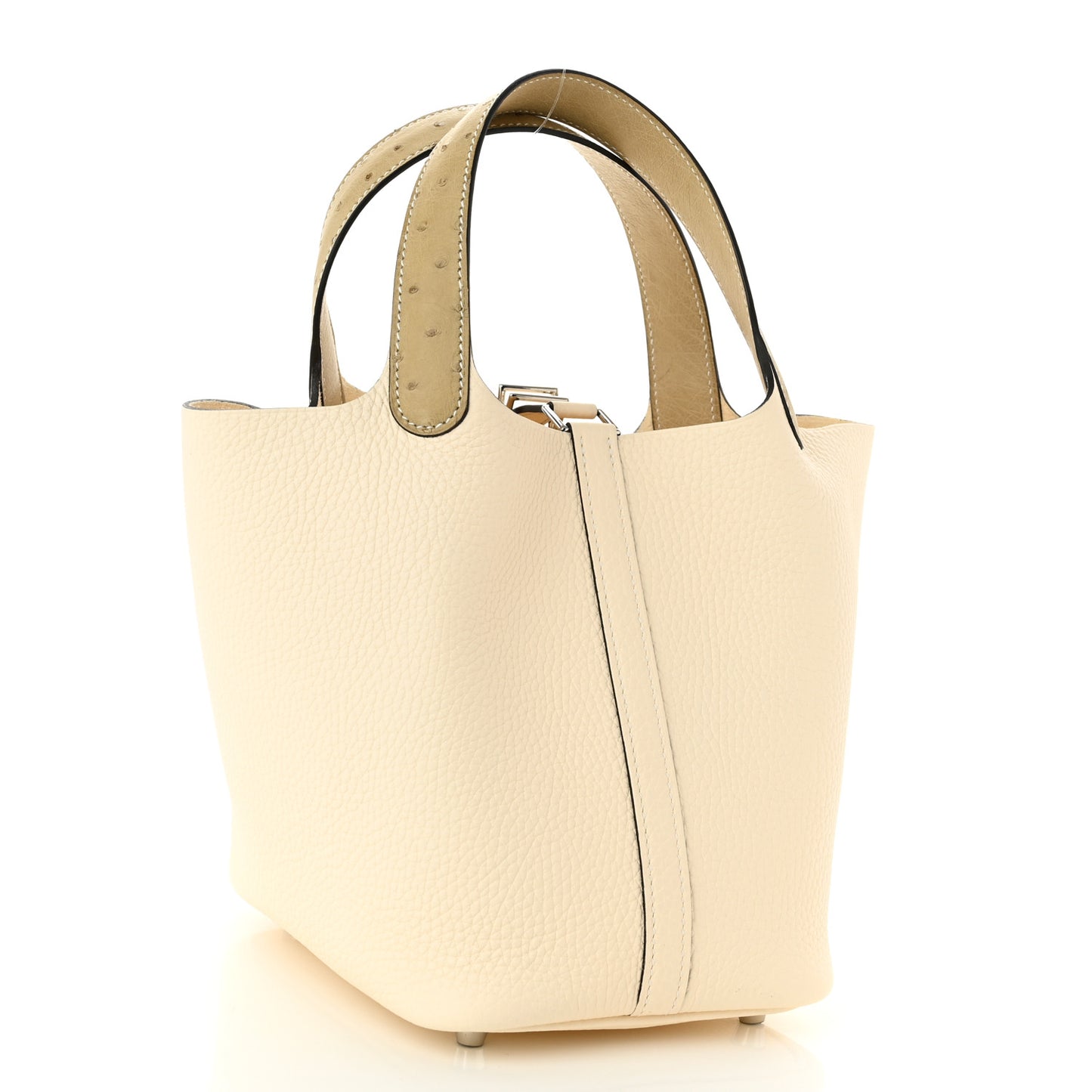 Taurillon Clemence Ostrich Touch Picotin Lock 18 PM Nata Trench