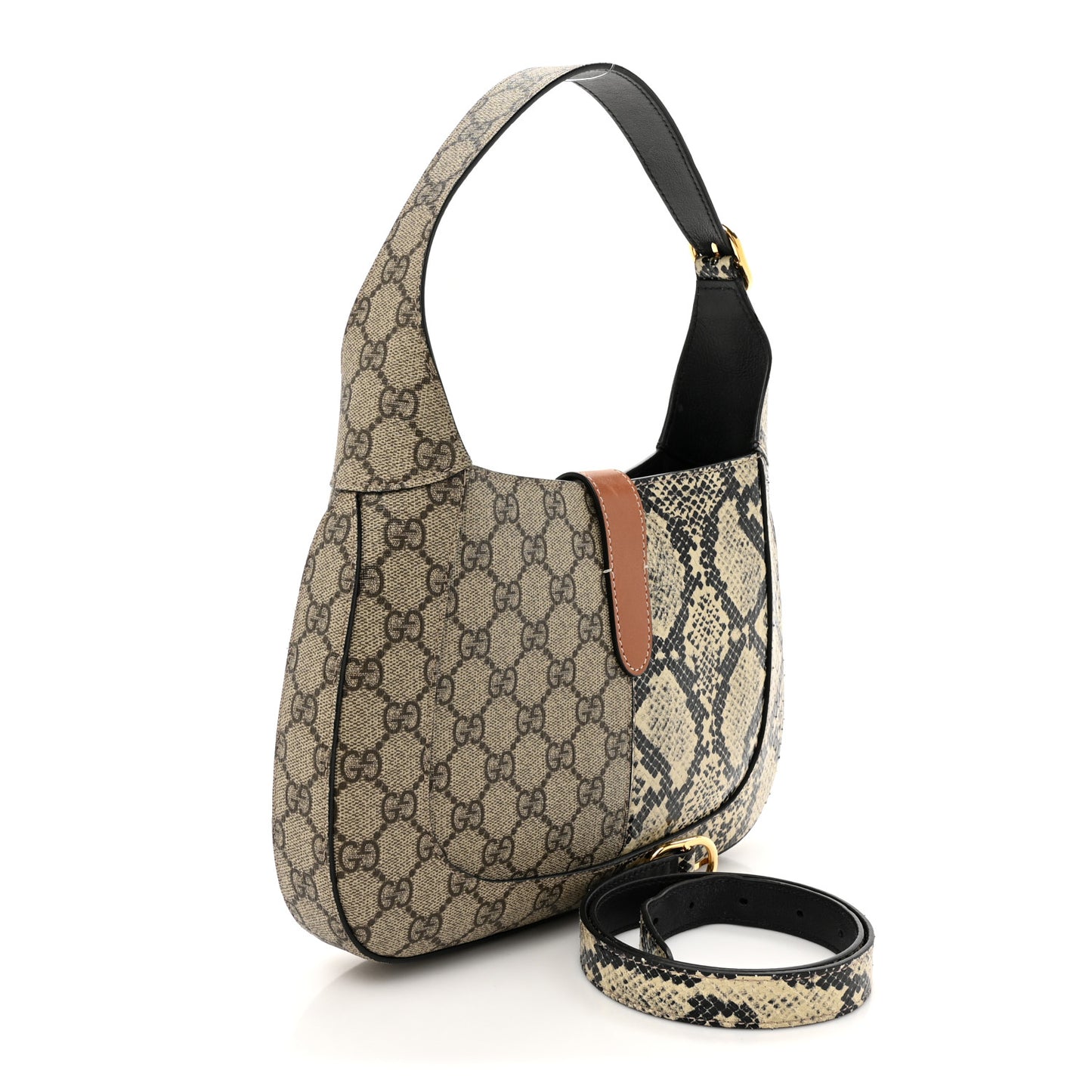 GG Supreme Monogram Snakeskin Small Jackie 1961 Hobo Beige Ebony