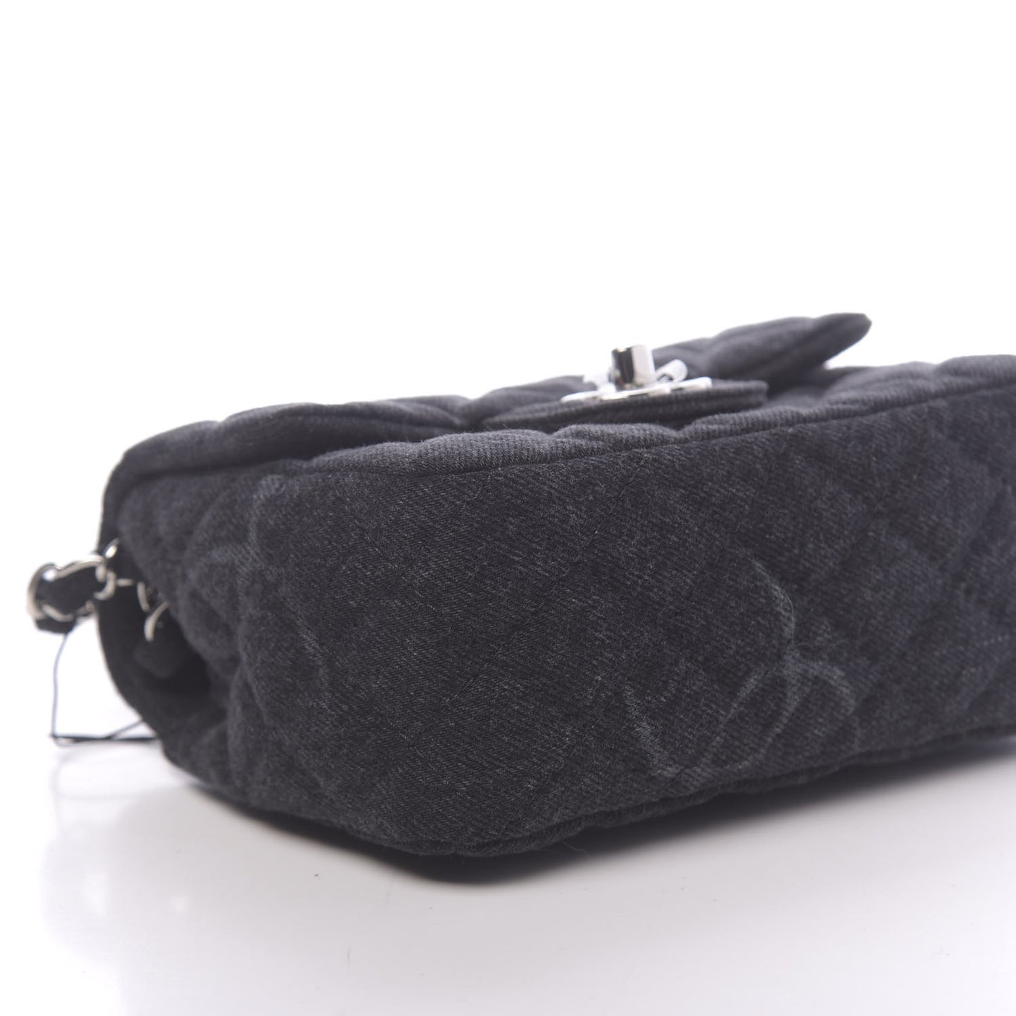 Denim CC Quilted Mini Square Flap Black