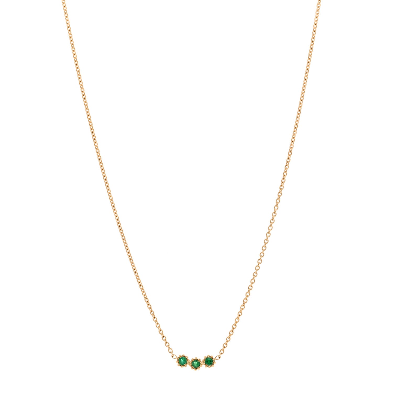 Christian Dior 18K Yellow Gold Emerald Mimirose Pendant Necklace