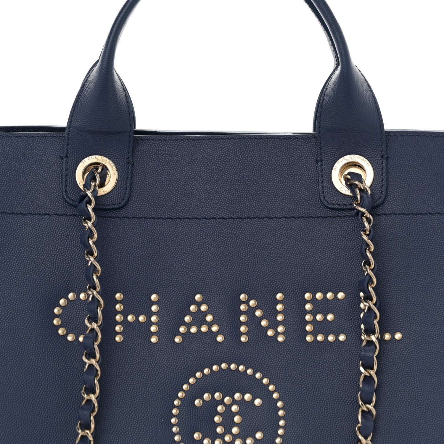Chanel Caviar Medium Studded Deauville Tote Navy 8 of 12