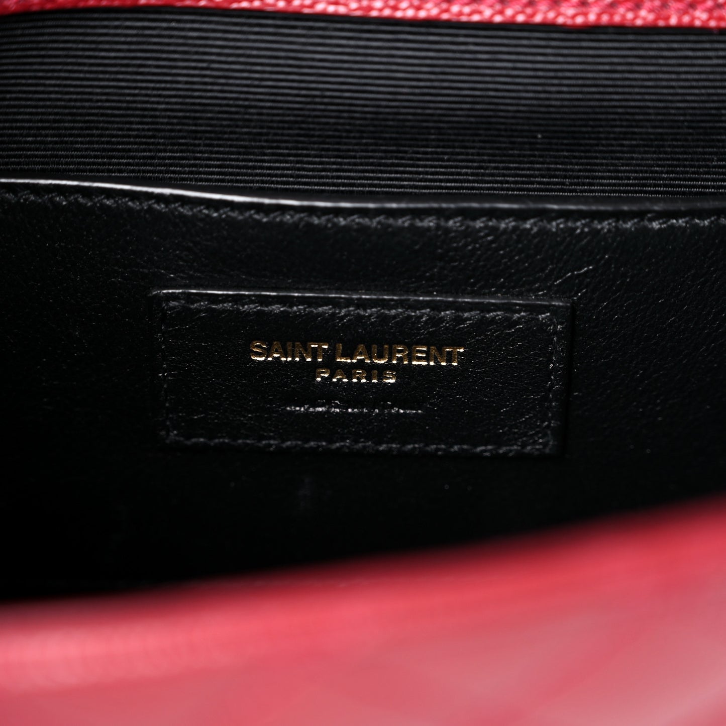 Grain De Poudre Textured Mixed Matelasse Triquilt Small Monogram Satchel Red