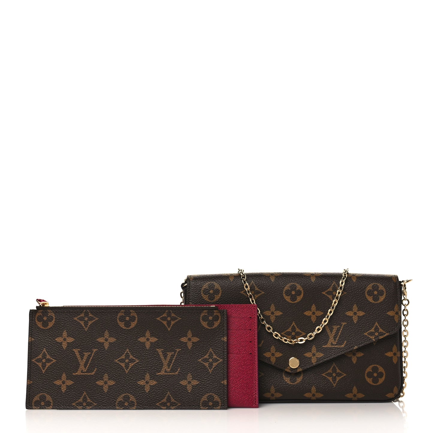 Monogram Pochette Felicie Chain Wallet Fuchsia