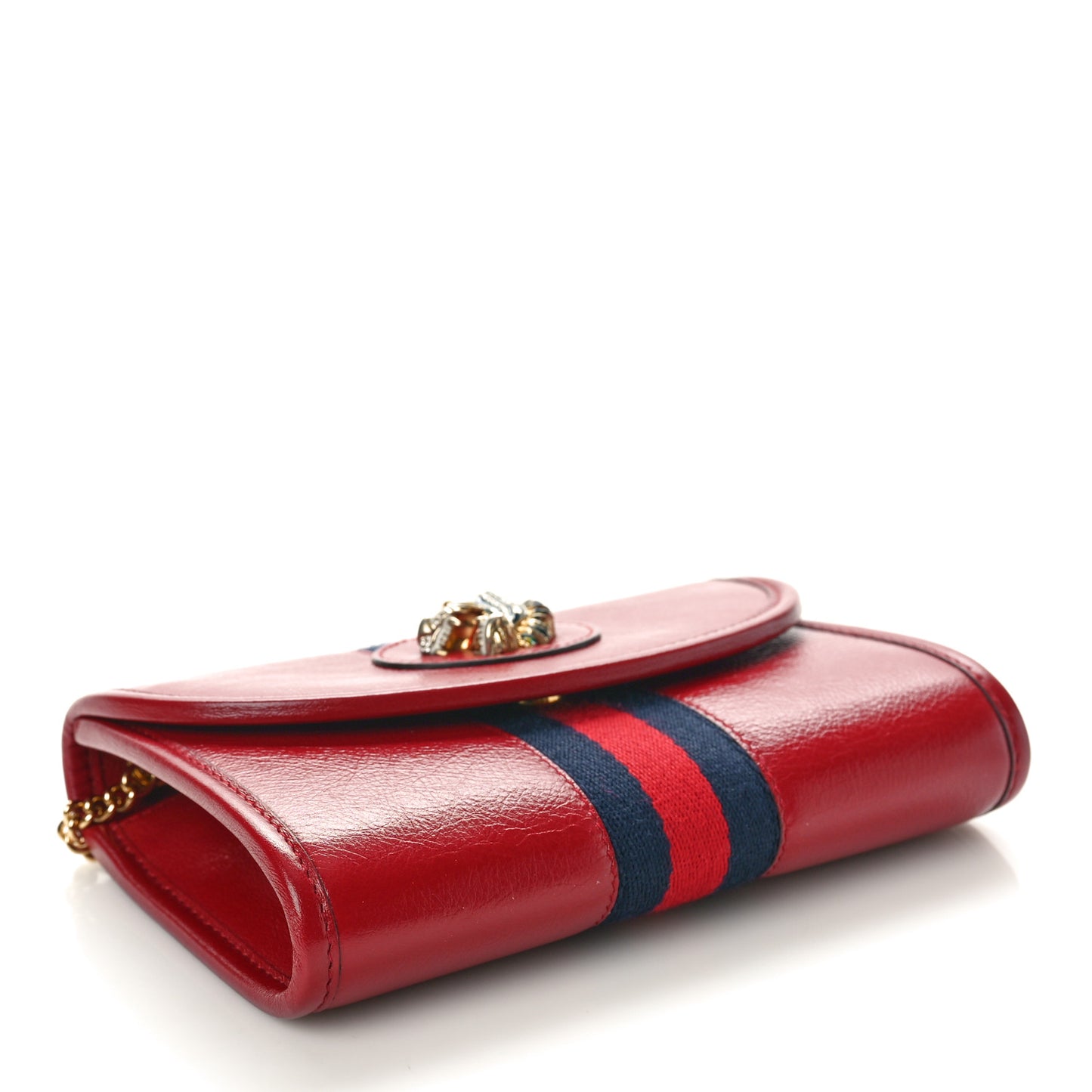 Textured Calfskin Web Mini Rajah Slim Flap Shoulder Bag Romantic Cherry