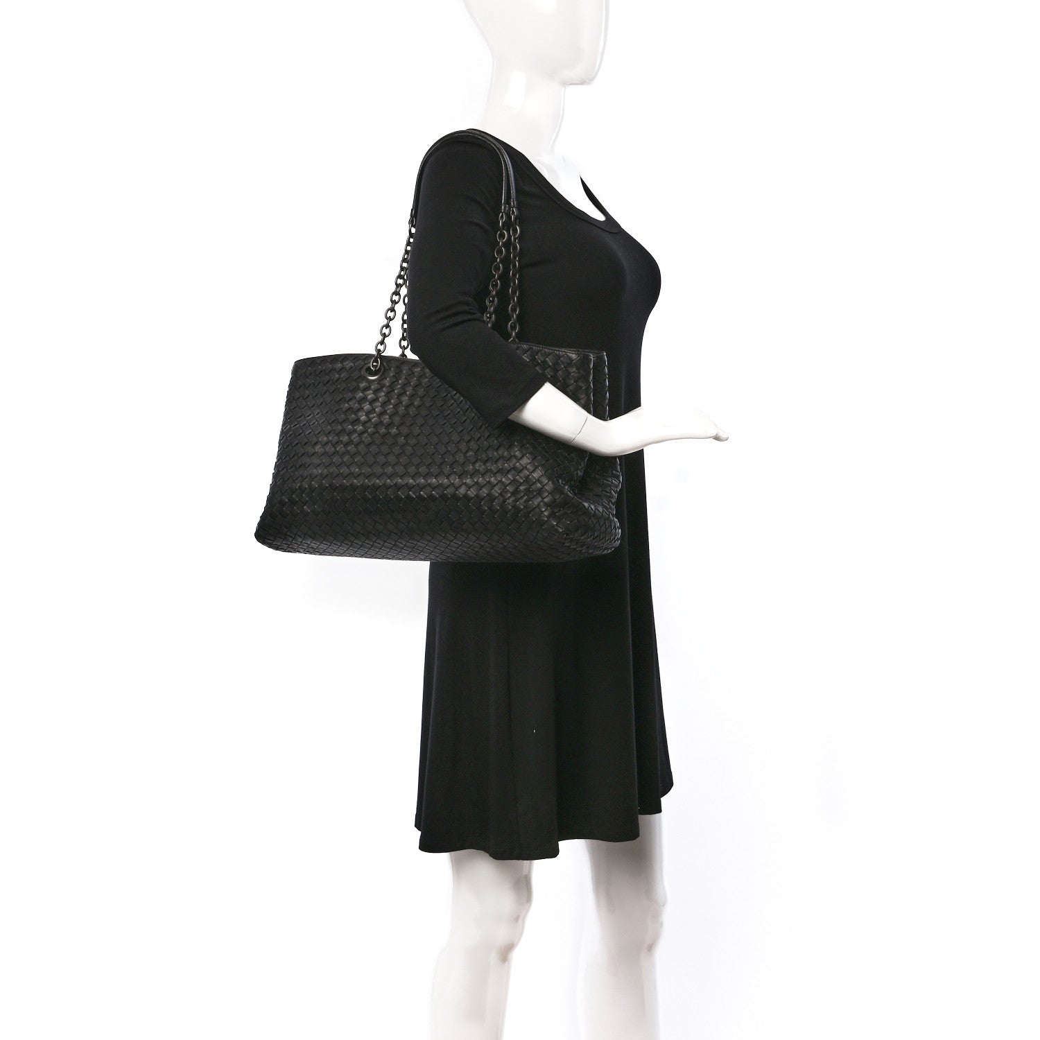 Bottega Veneta Nappa Intrecciato Large Classic Chain Strap Tote Black 2 of 11