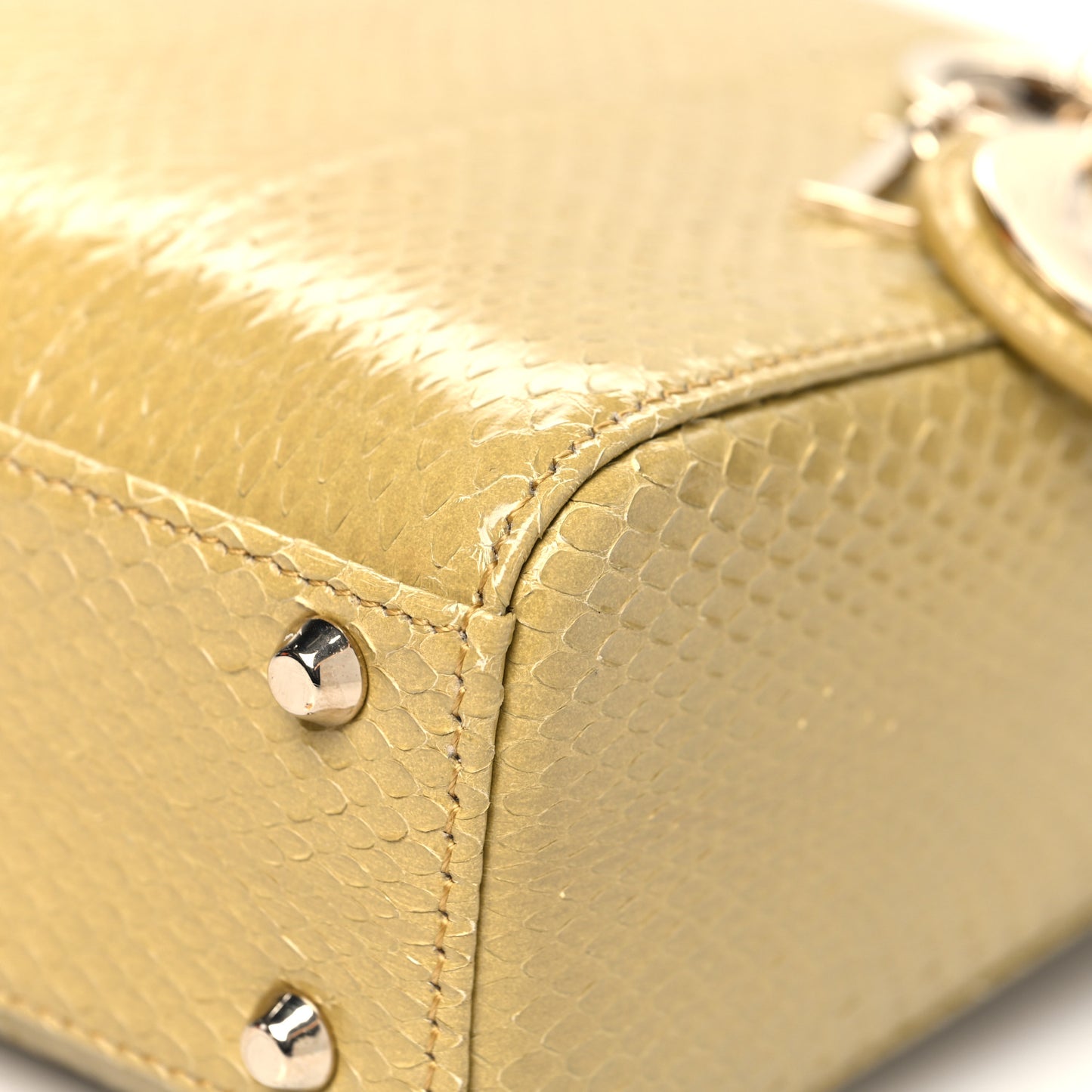 Snakeskin Mini Lady Dior Beige