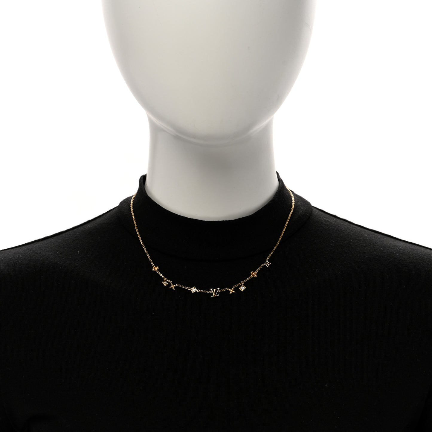 Metal Crystal LV In The Sky Necklace Gold