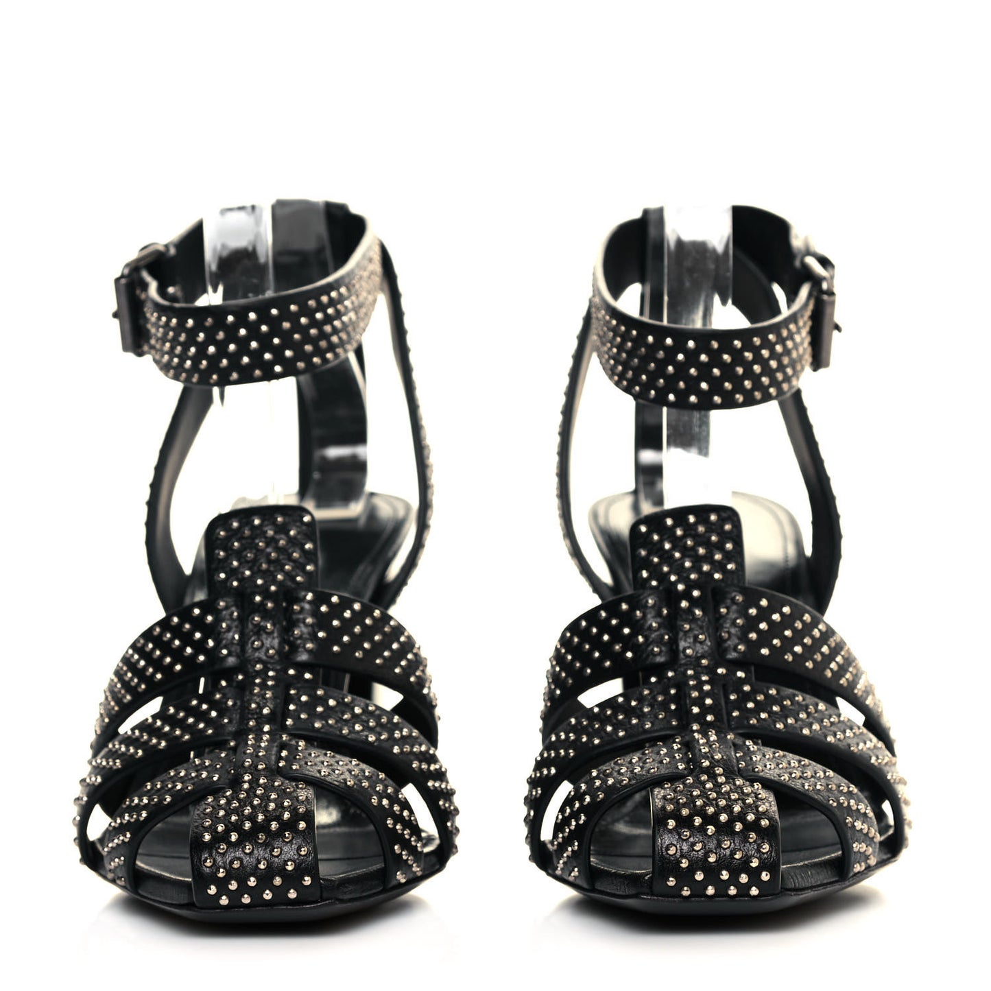 Calfskin Studded Oak 75 Sandals 40 Black