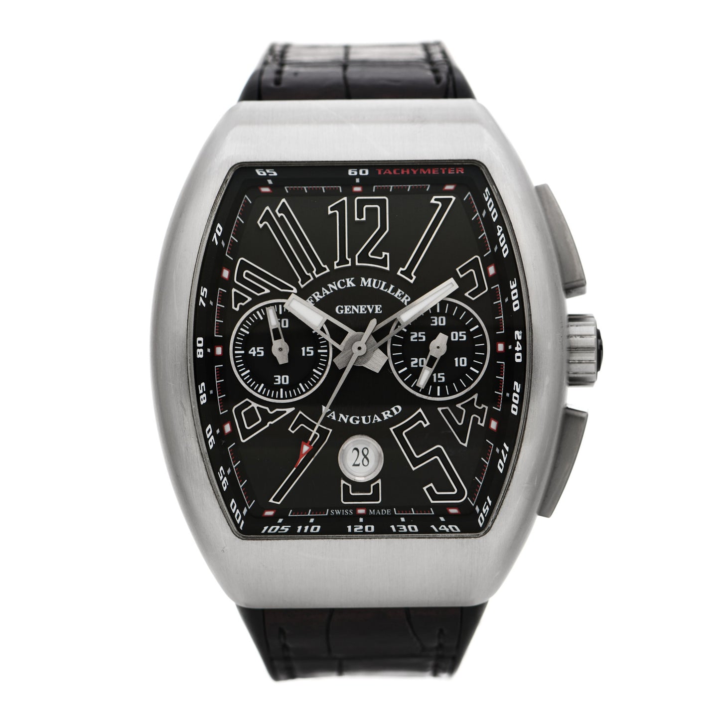 Stainless Steel Alligator 45mm Vanguard Chronograph Automatic Watch Black V45CCDT