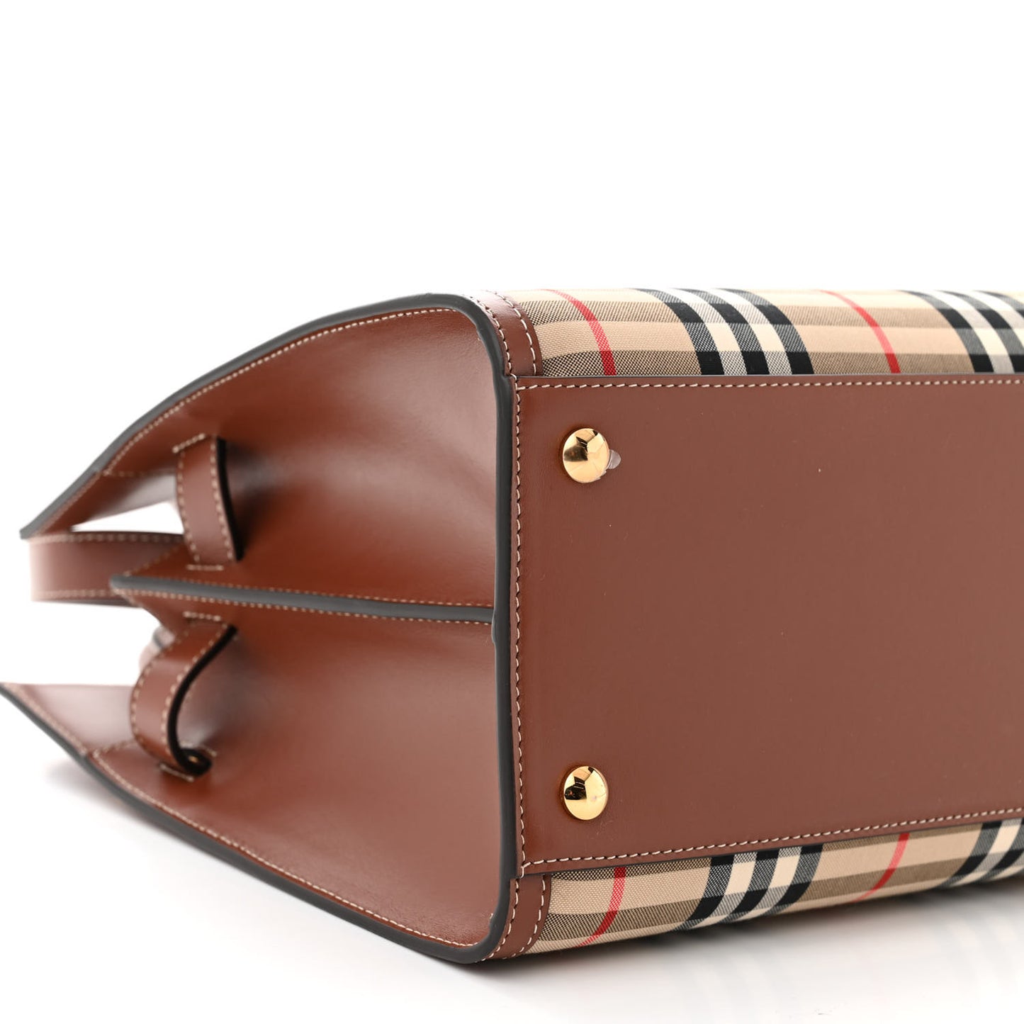 Calfskin Vintage Check Two Handle Title Bag Archive Beige