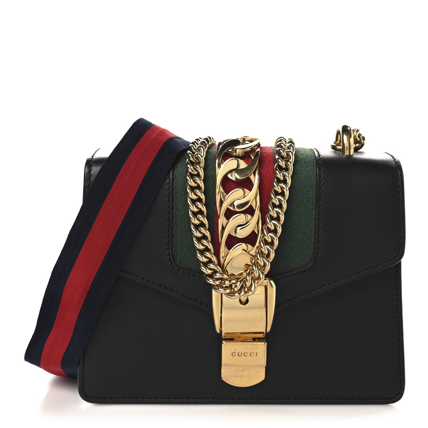 Calfskin Mini Sylvie Chain Shoulder Bag Black