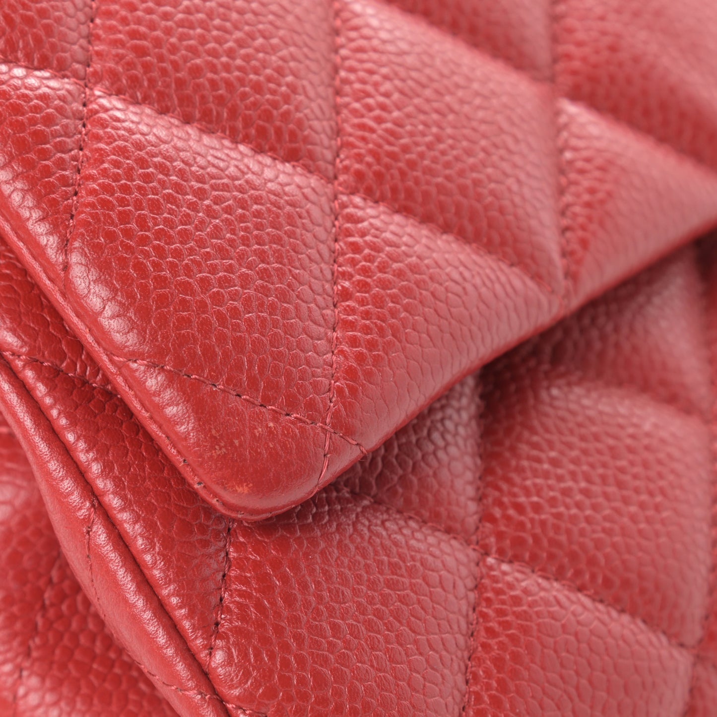 Caviar Quilted Clutch With Chain Flap Red