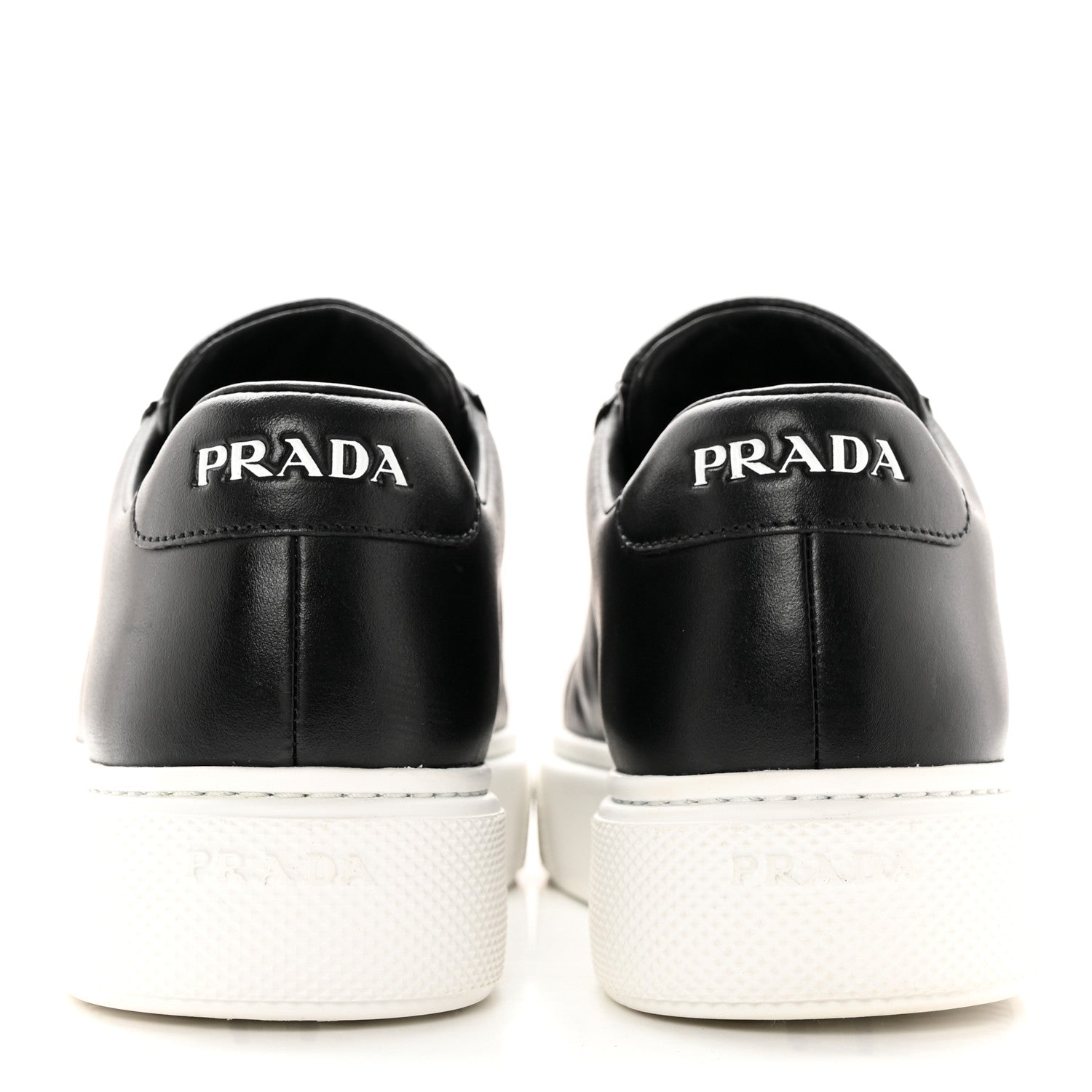 Prada Vitello Soft Triangle Logo Low Top 45mm Sneakers 40 Black White 5 of 14