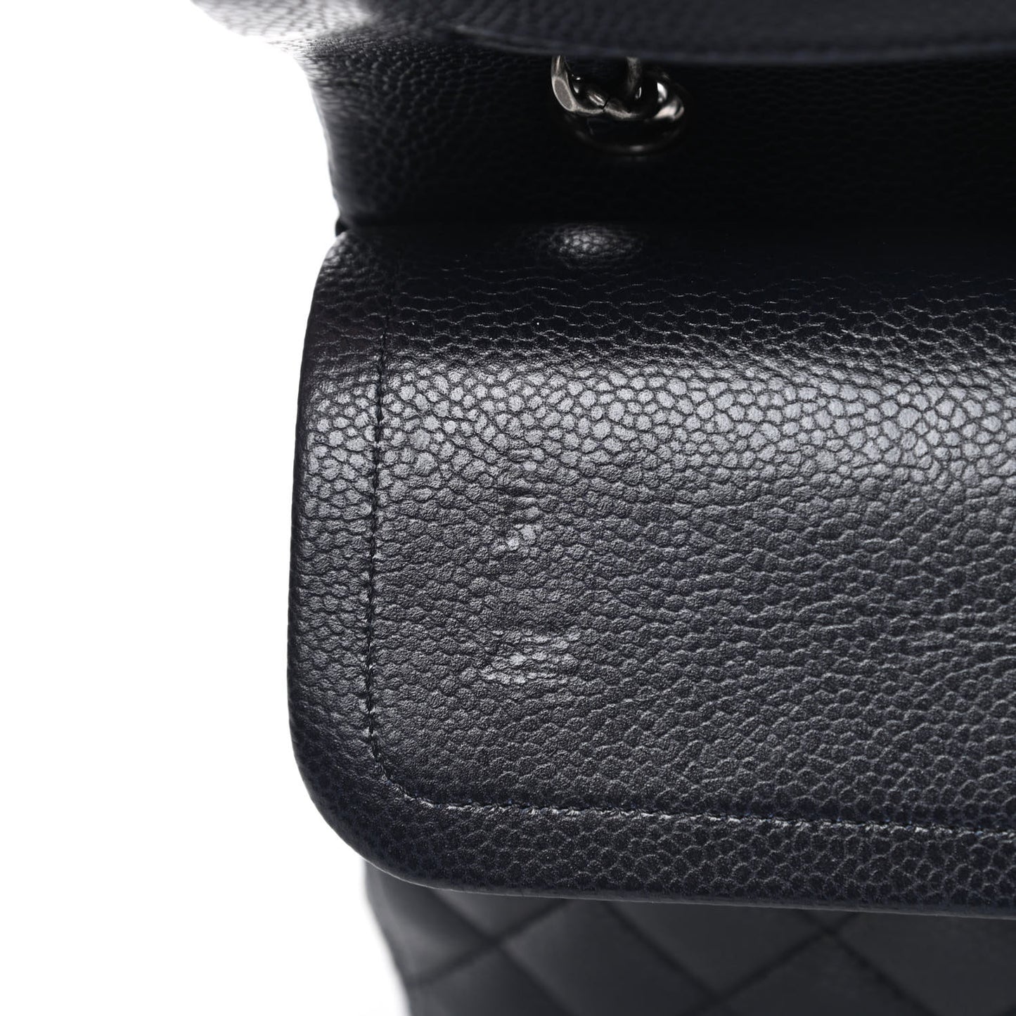 Caviar Quilted Medium Double Flap Navy