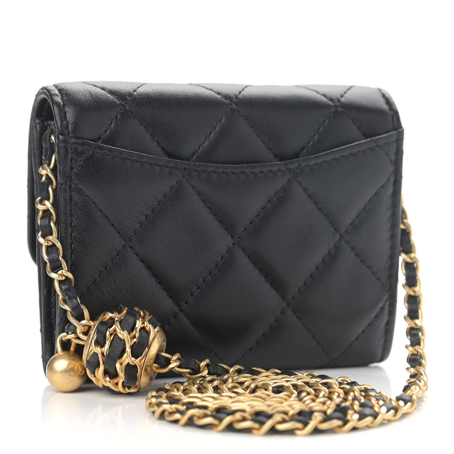 Chanel Lambskin Quilted Pearl Crush Clutch With Chain Black 3 of 15