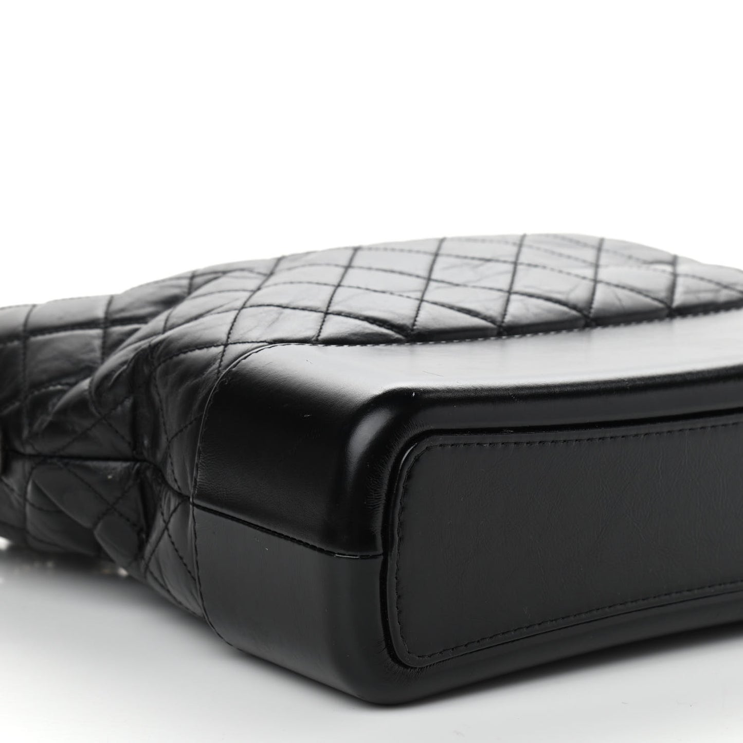 Aged Calfskin Quilted Large Gabrielle Hobo Black