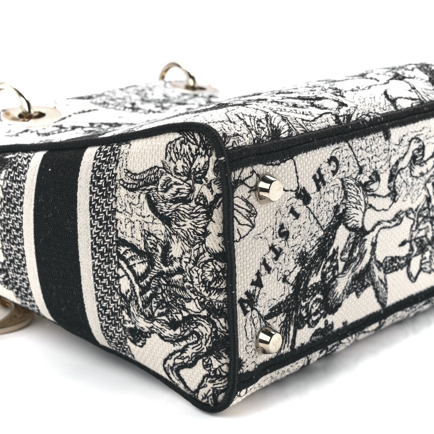 Canvas Embroidered Zodiac Toile De Jouy Medium Lady D-Lite Latte