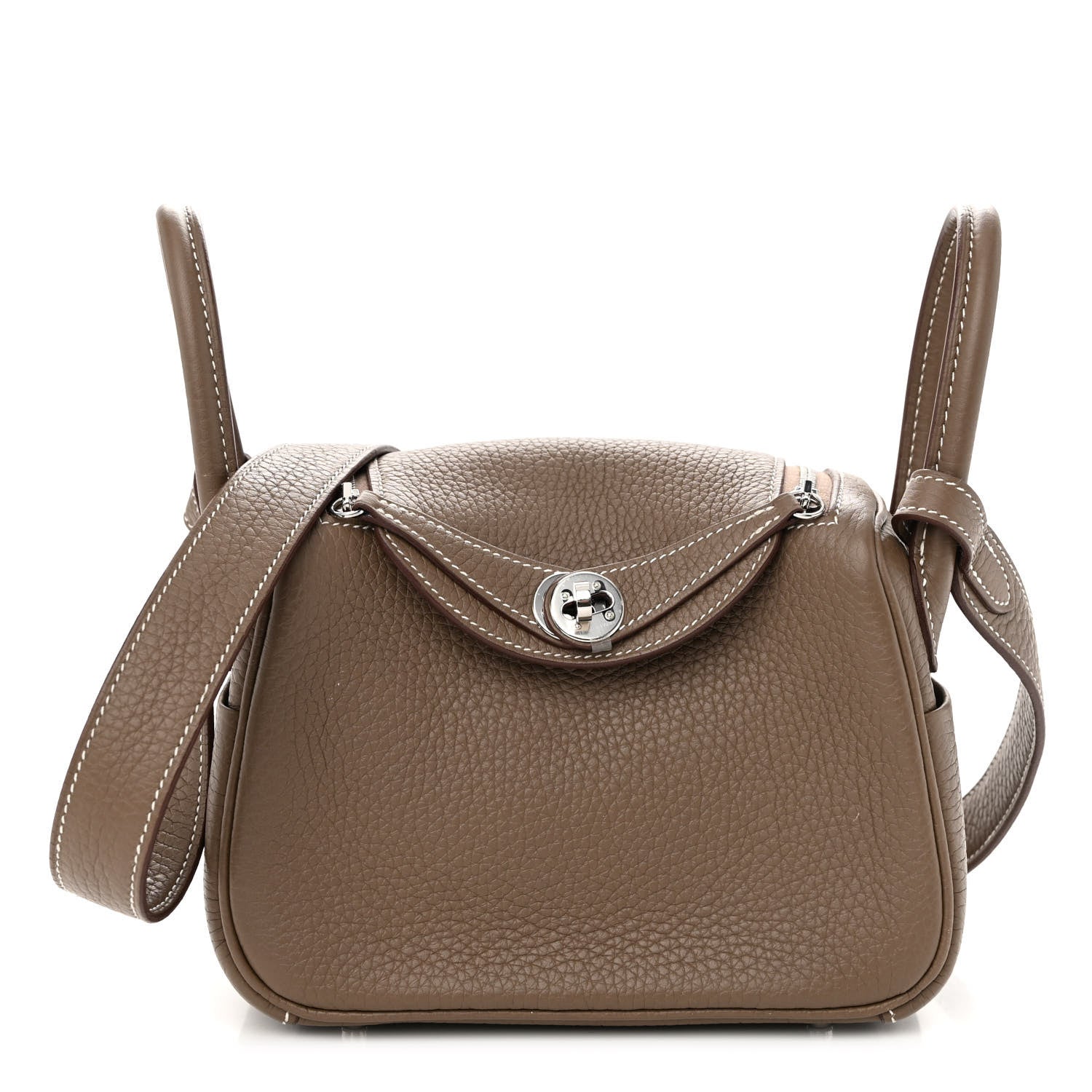 Hermes Taurillon Clemence Mini Lindy 20 Etoupe 1 of 10