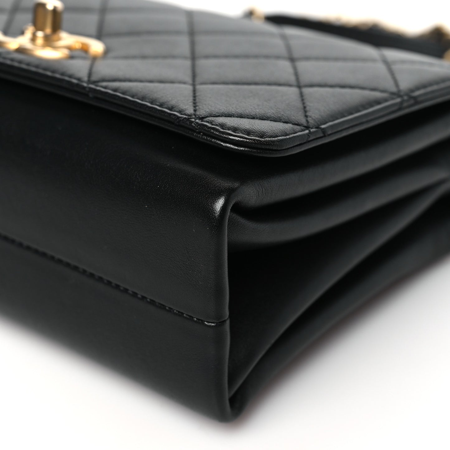 Calfskin Quilted Pearl Jewel Chain Flap Black