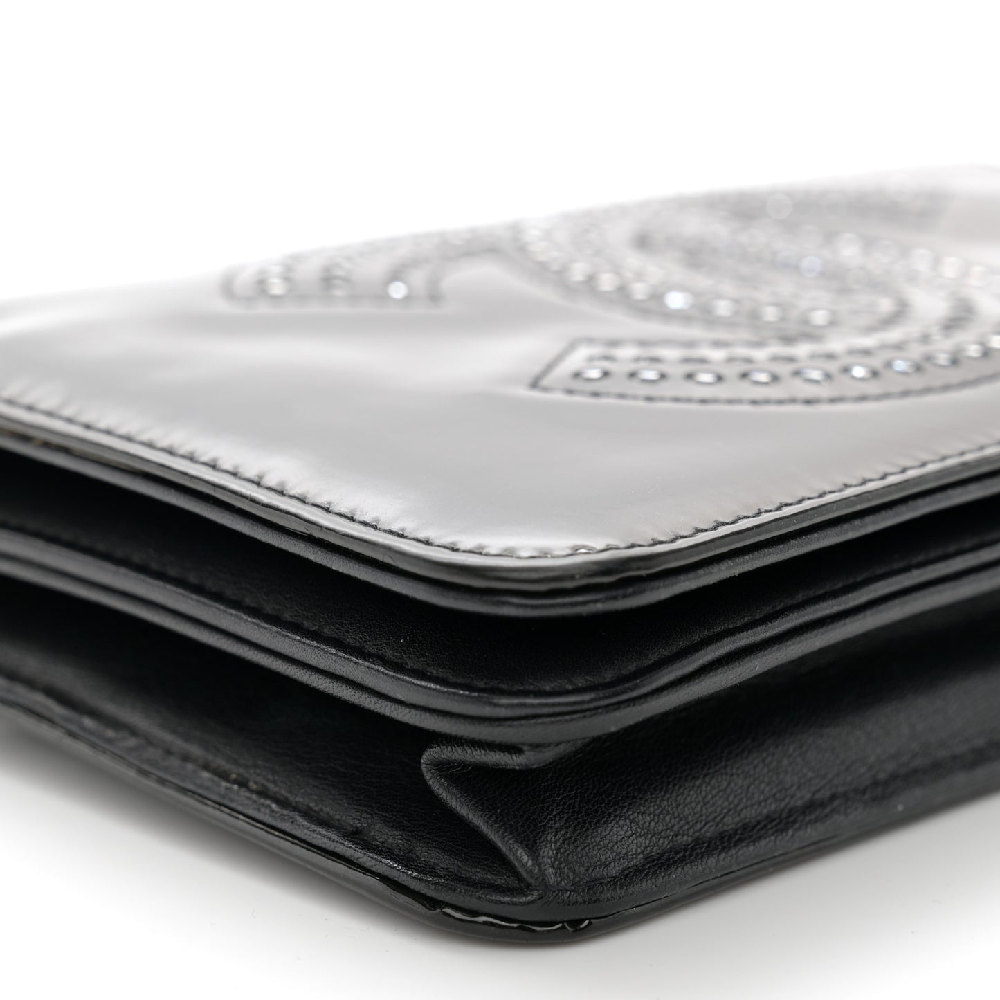 Patent Strass Wallet On Chain WOC Black