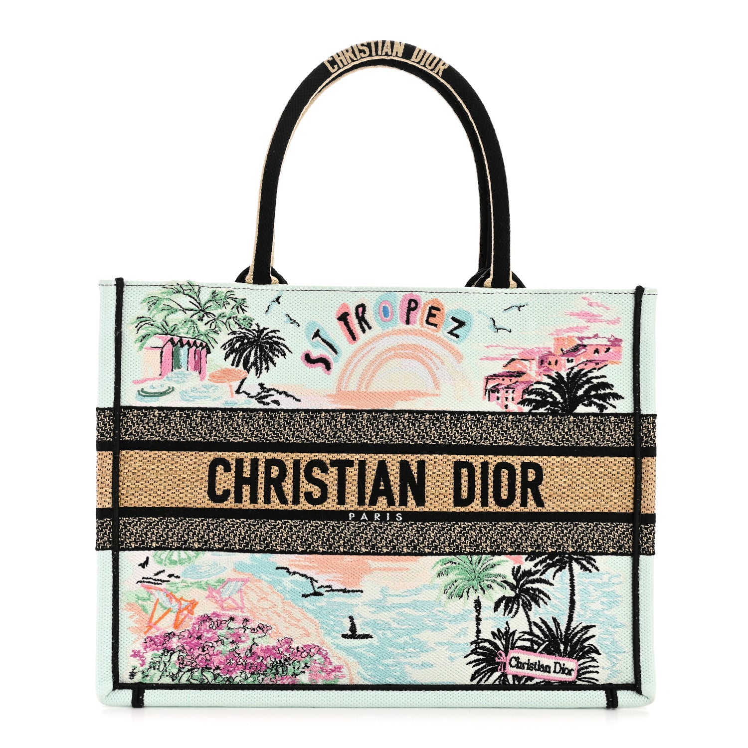 Christian Dior Canvas Embroidered Souvenir Saint Tropez Medium