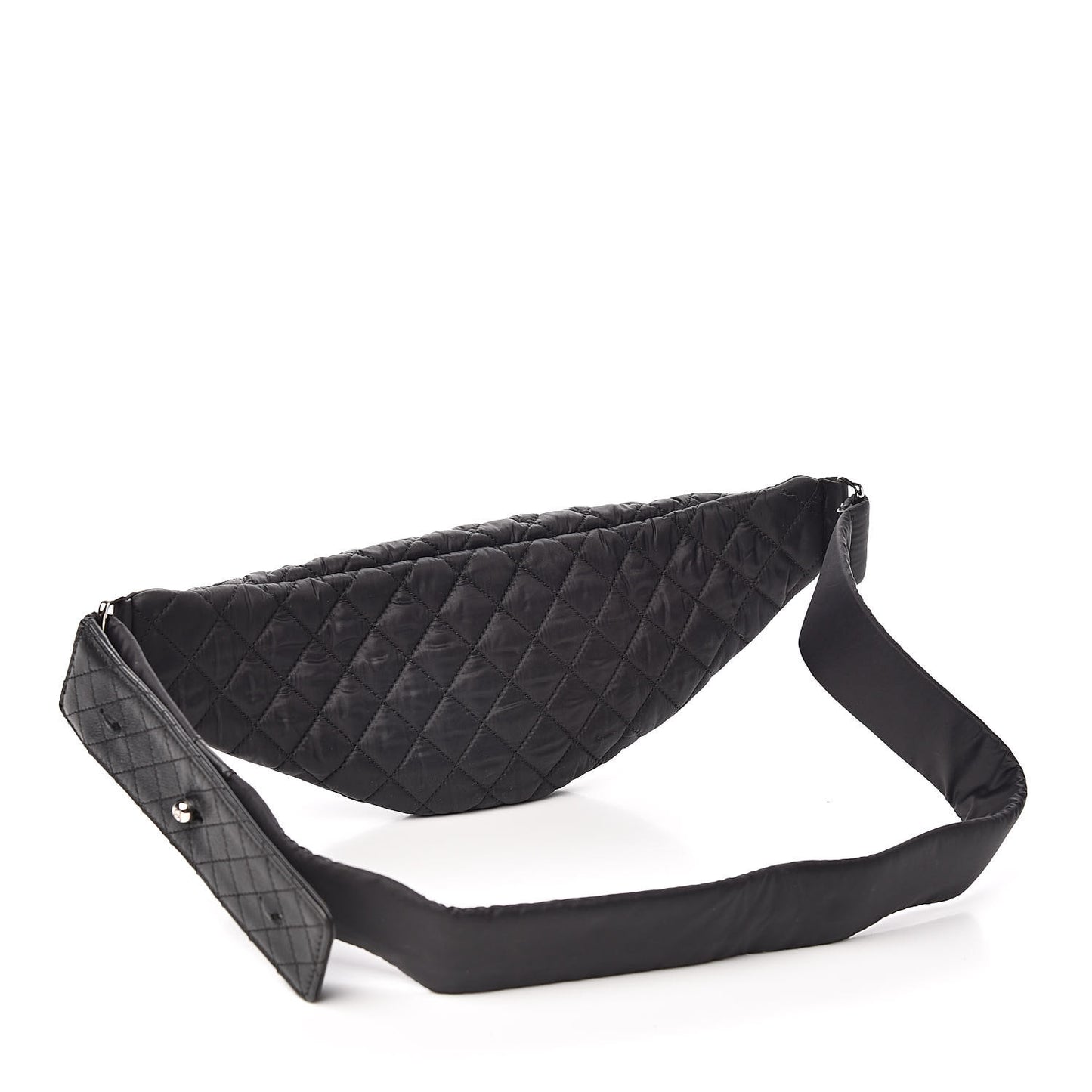 Nylon Quilted Waist Bag Black