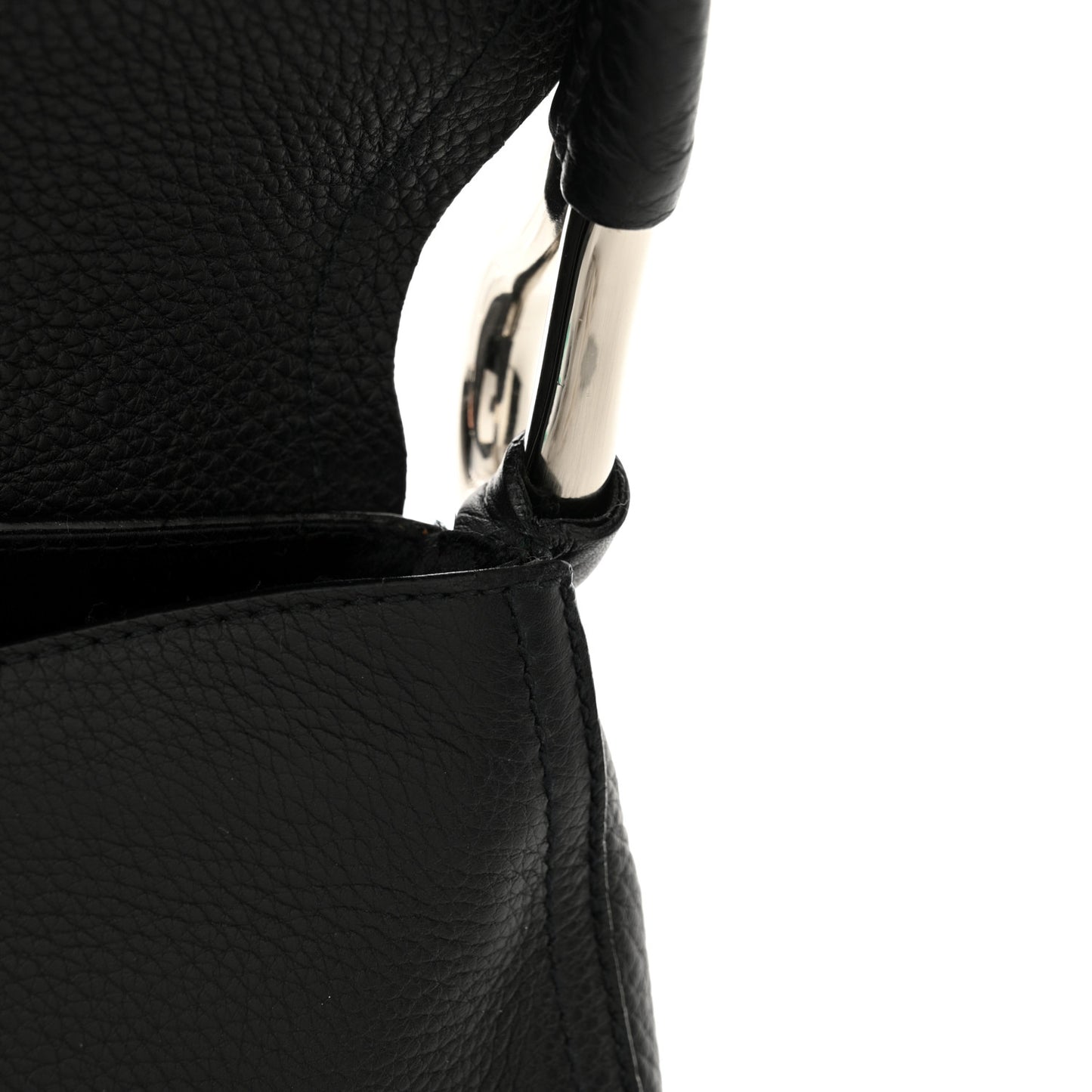 Vitello Daino Swing Flap Shoulder Bag Black