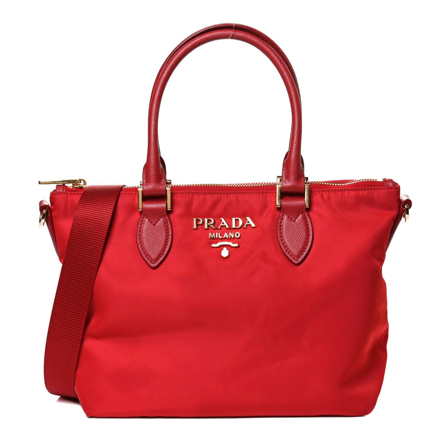 Tessuto Nylon Saffiano Tote Red