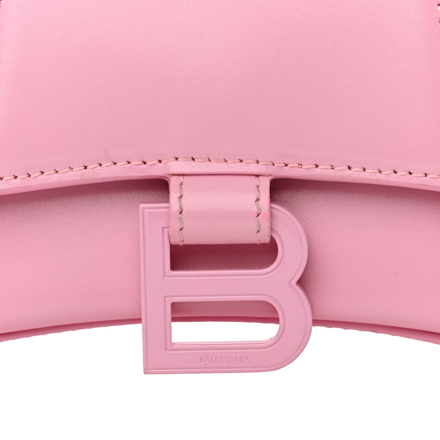 Shiny Box Calfskin Tonal B Hourglass Top Handle Bag XS Candy Pink