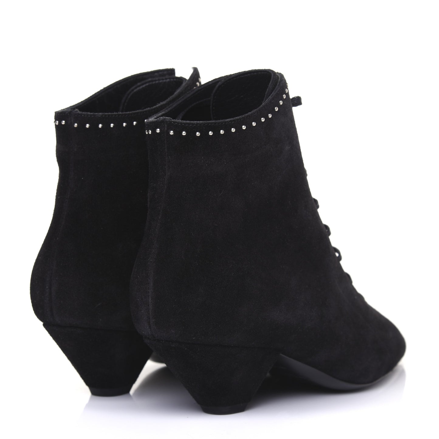 Suede Blaze Studded Laced Ankle Boots 37 Black