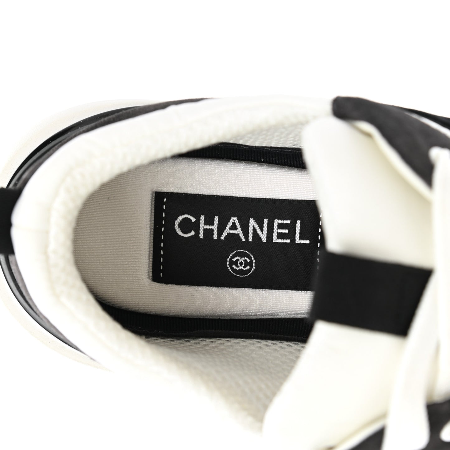 Nylon Suede Calfskin CC Sneakers 37 White Dark Grey