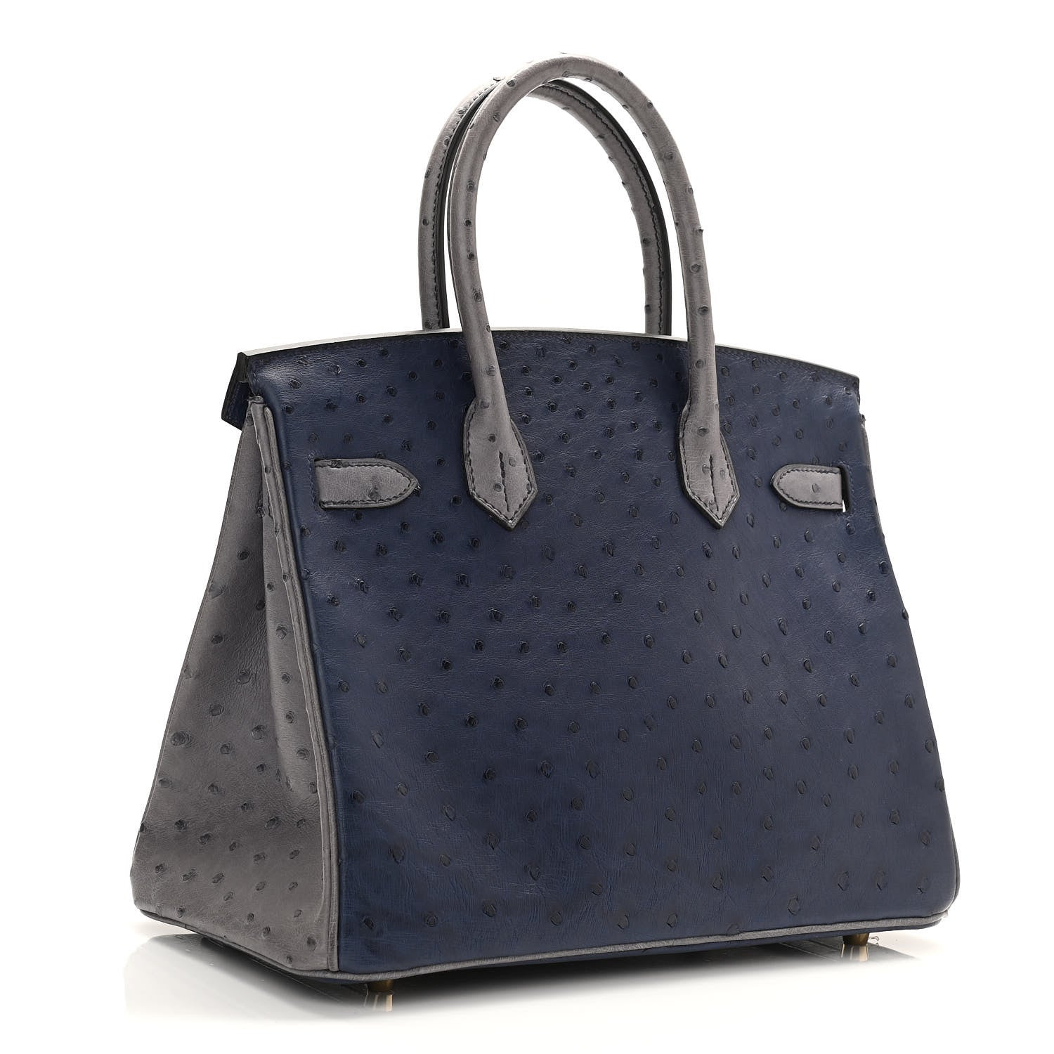 Hermes Ostrich Horseshoe Birkin 30 Bleu Iris Gris Agate 2 of 9