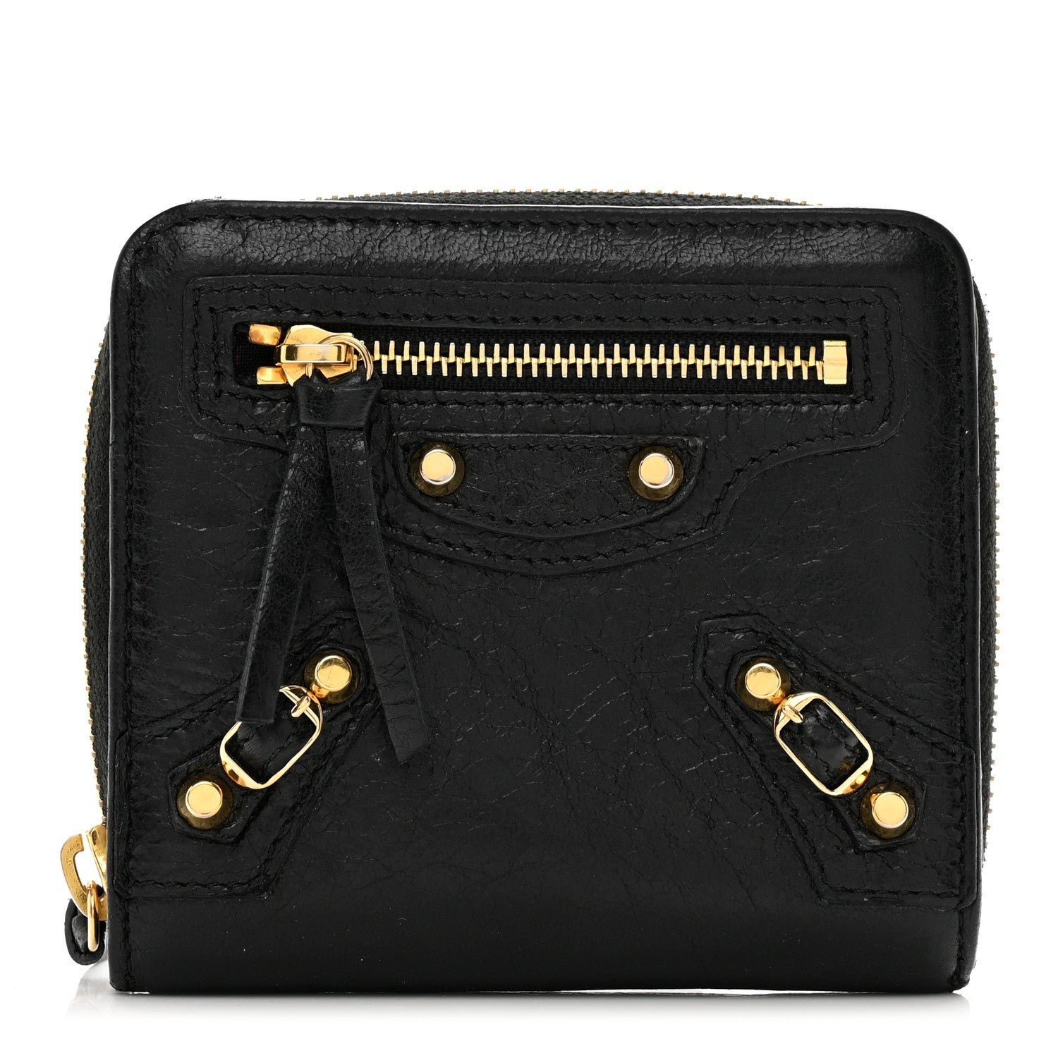 Balenciaga Agneau Classic Gold Hardware Compact Wallet Black 1 of 9